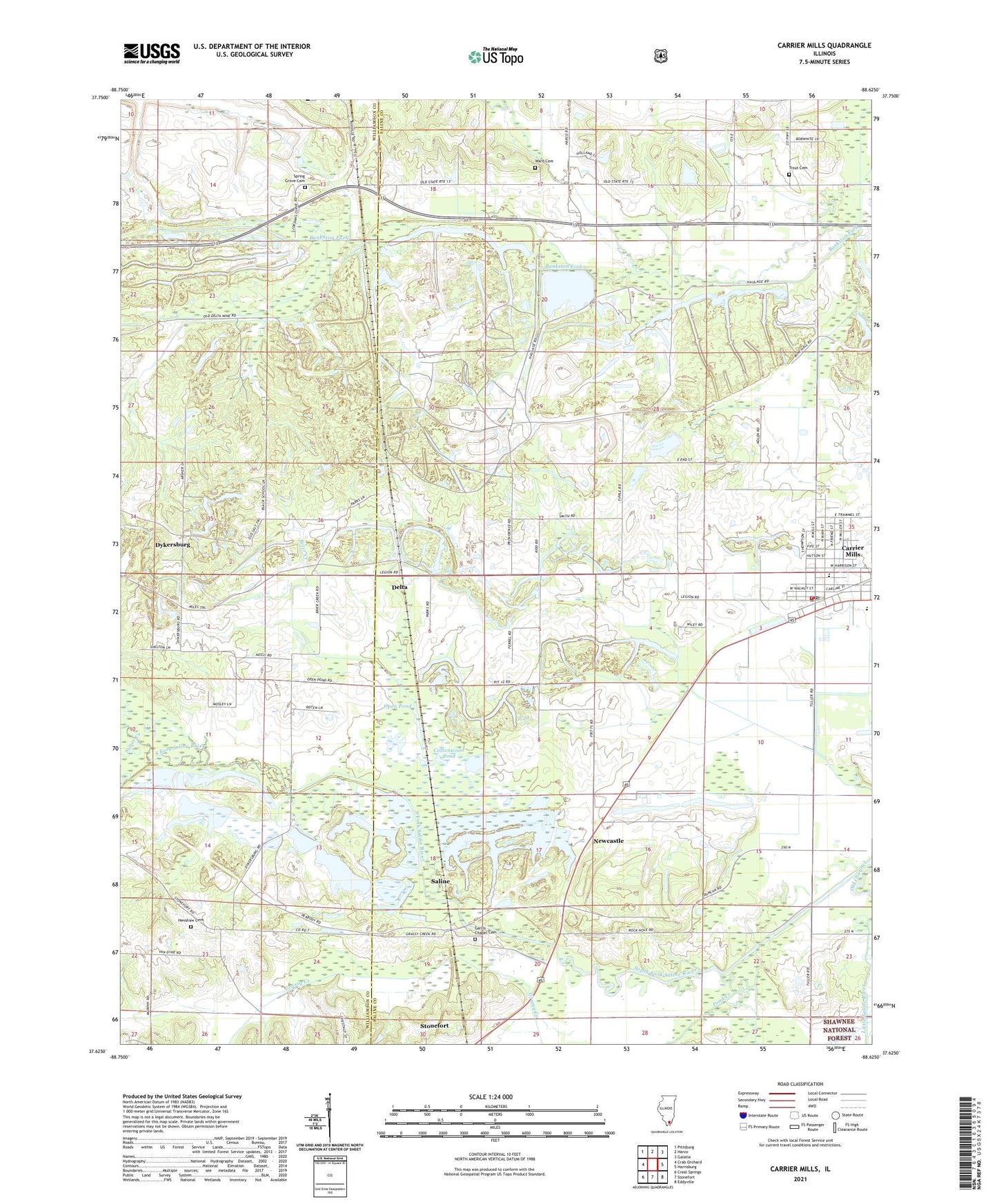 Carrier Mills Illinois US Topo Map Image