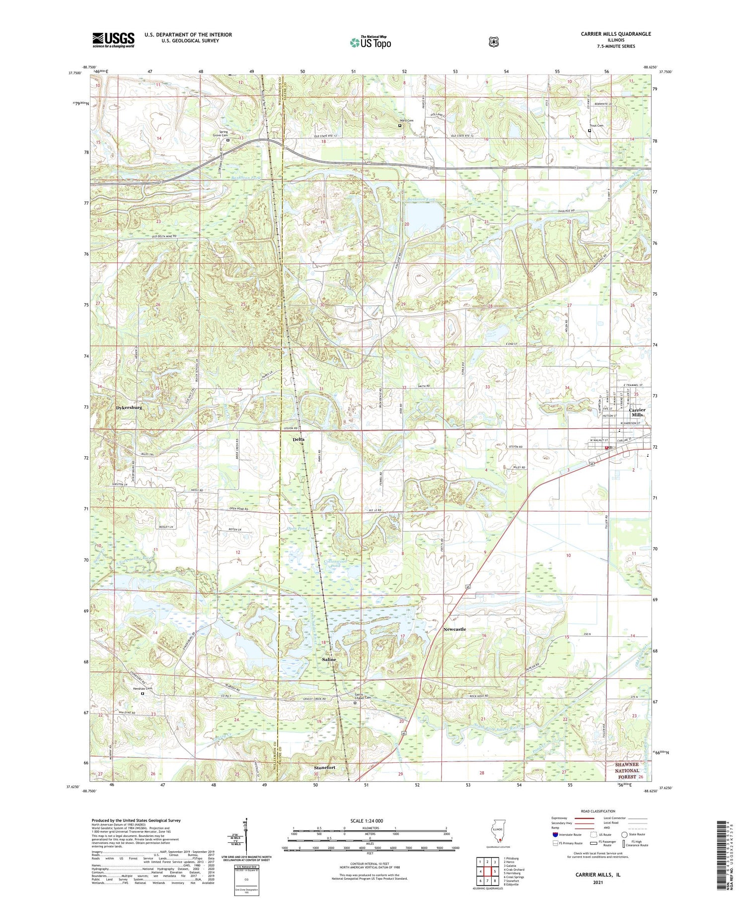 Carrier Mills Illinois US Topo Map Image