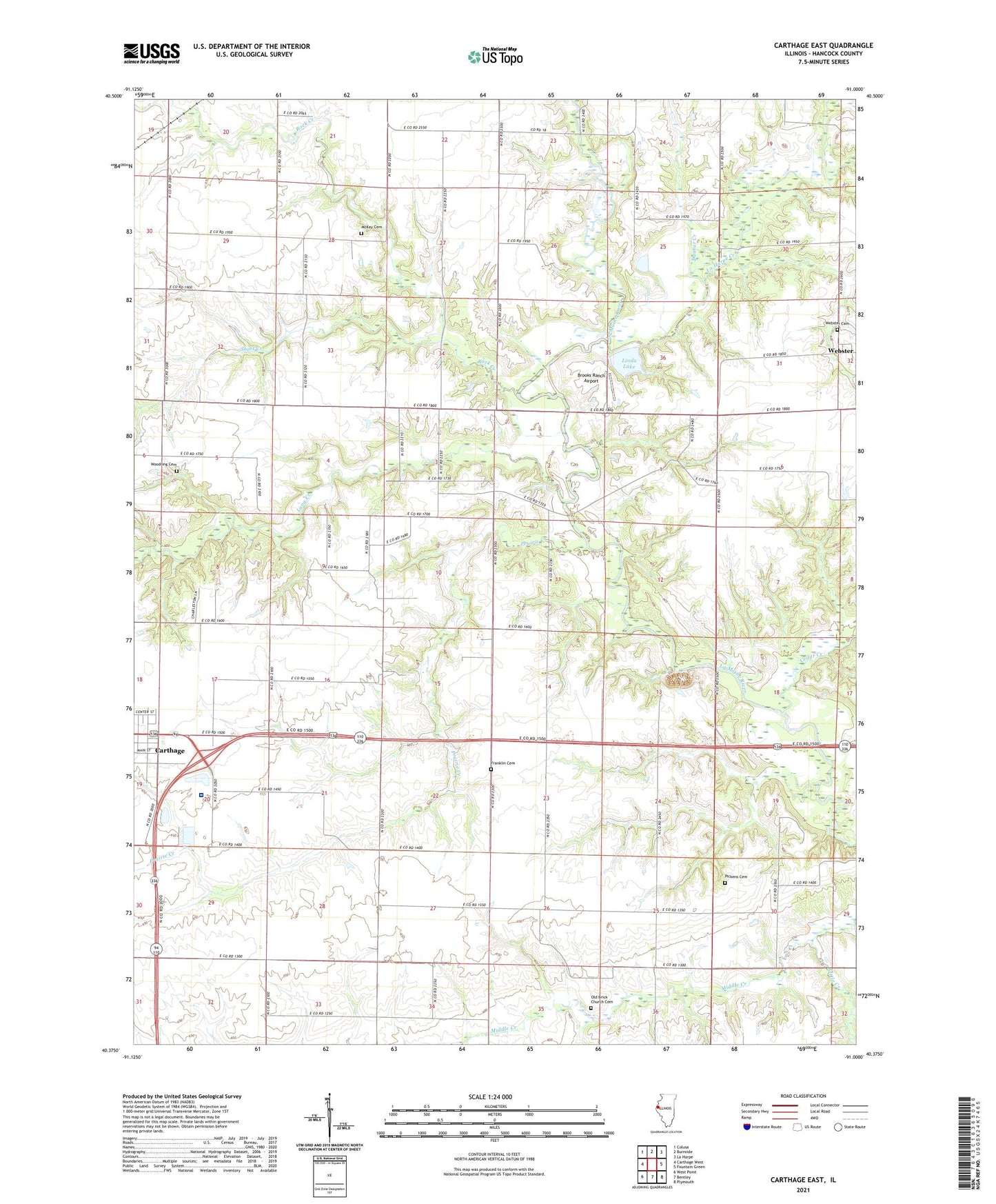 Carthage East Illinois US Topo Map Image