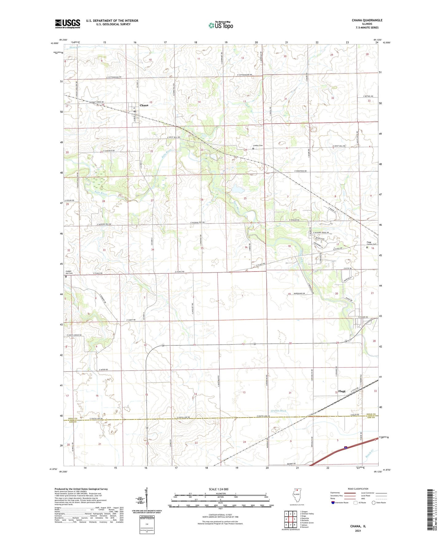 Chana Illinois US Topo Map Image