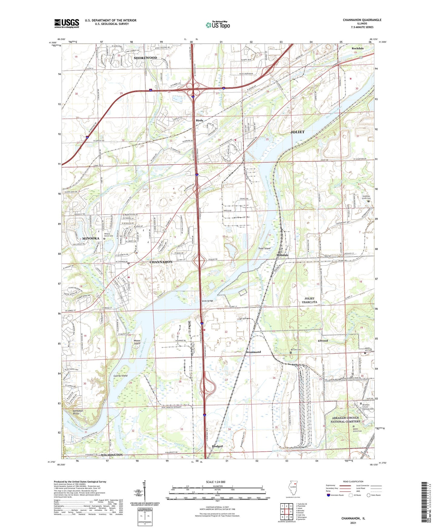 Channahon Illinois US Topo Map Image