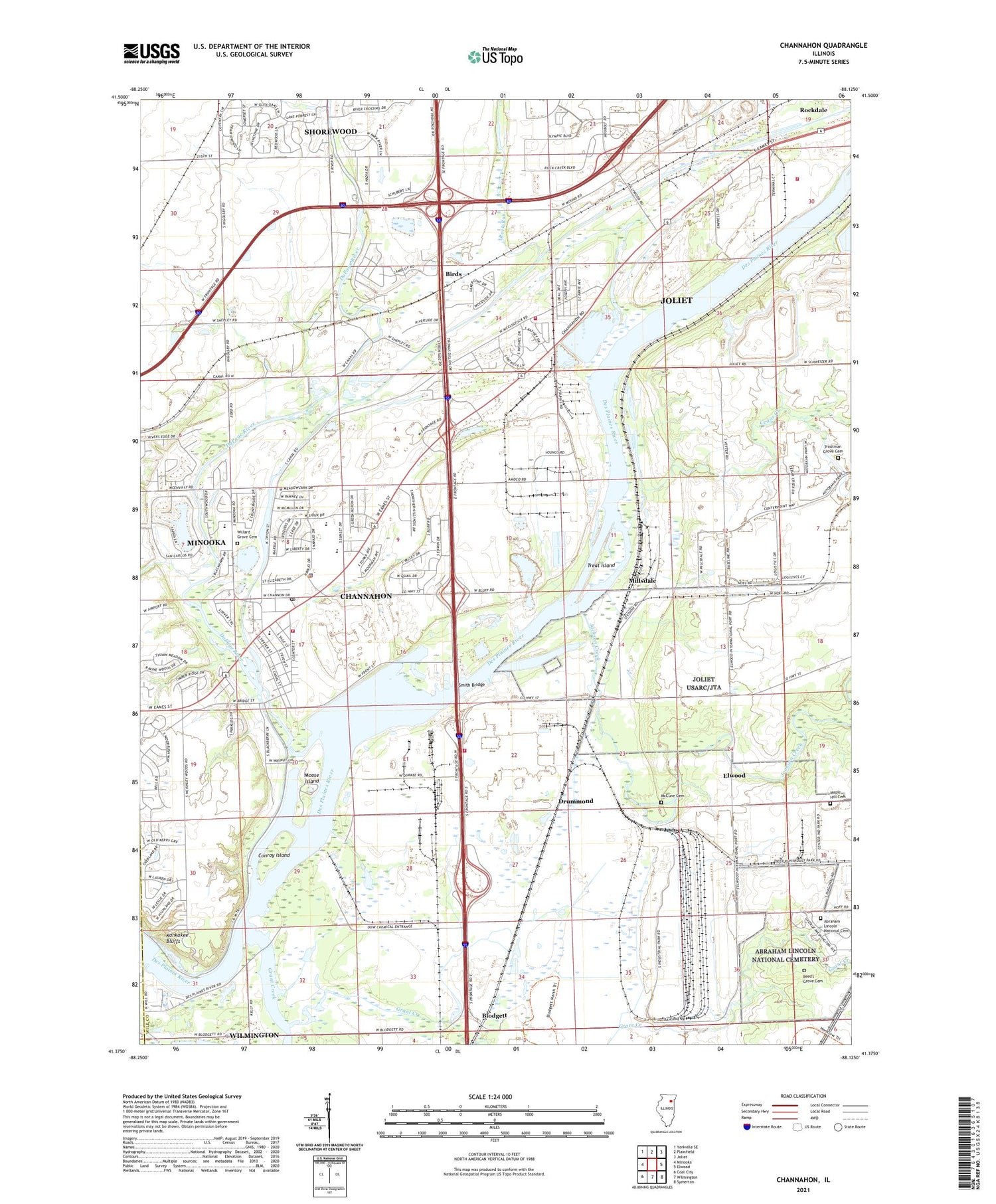 Channahon Illinois US Topo Map Image