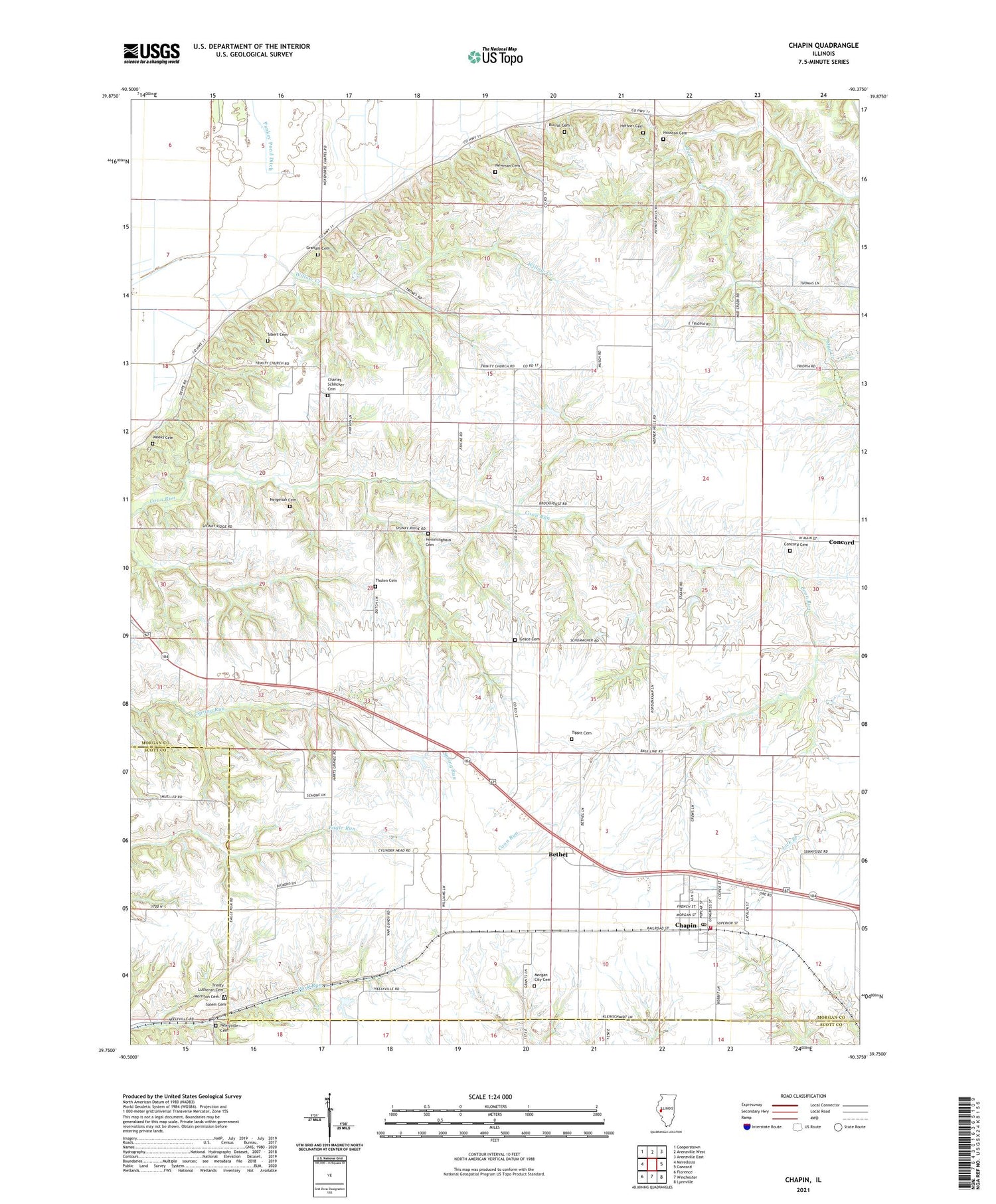 Chapin Illinois US Topo Map Image