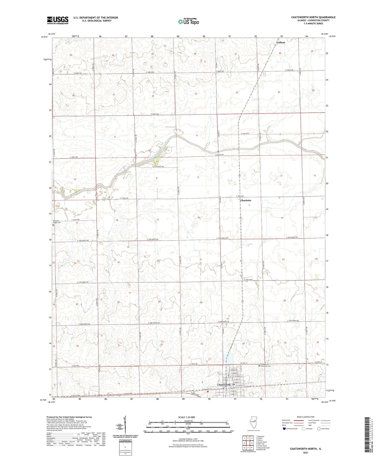 Chatsworth North Illinois US Topo Map Image