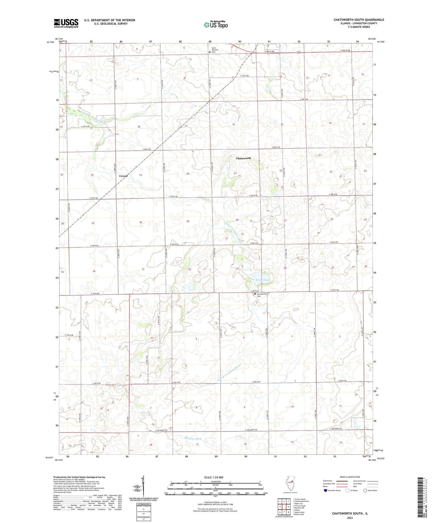 Chatsworth South Illinois US Topo Map Image