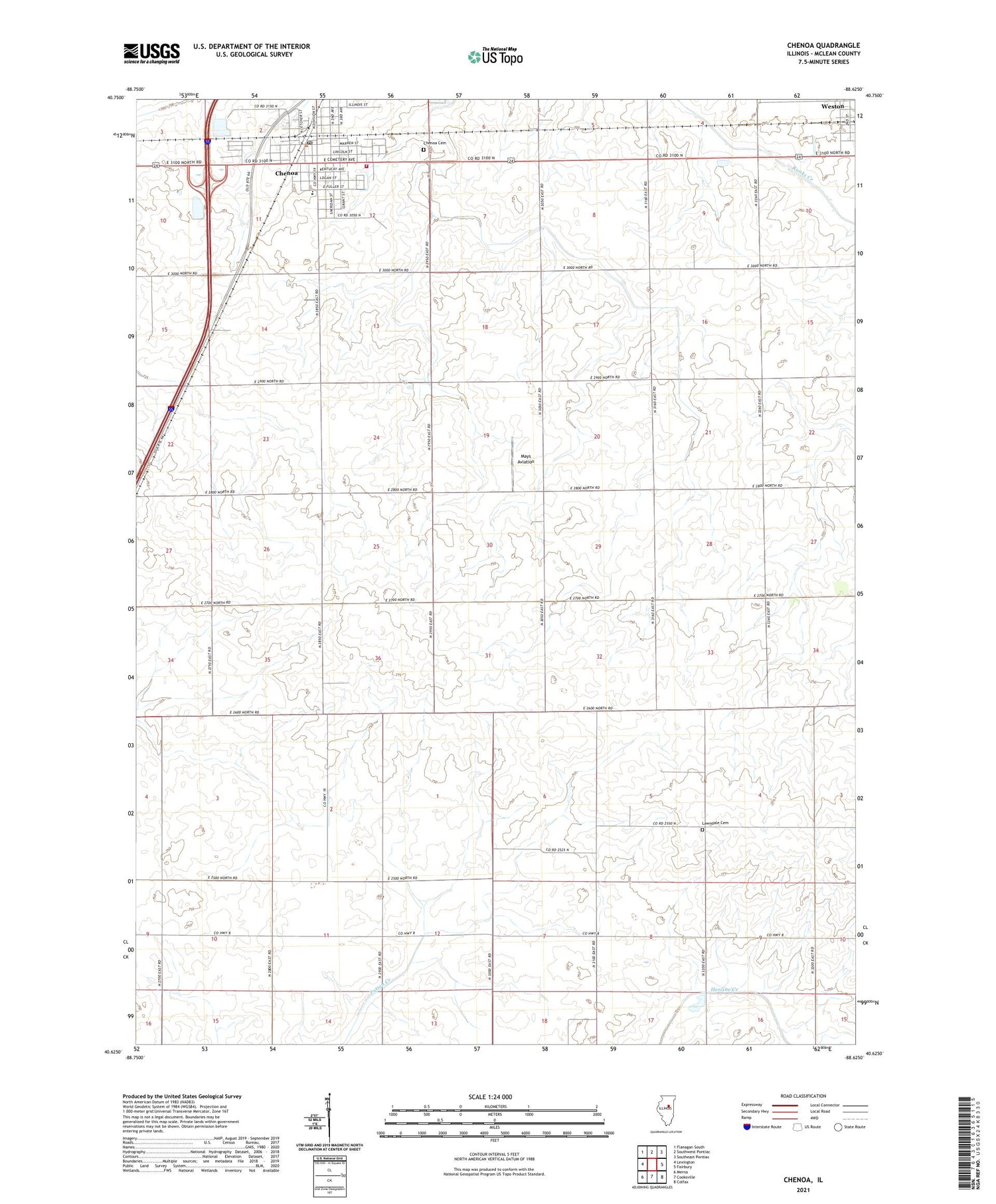 Chenoa Illinois US Topo Map Image
