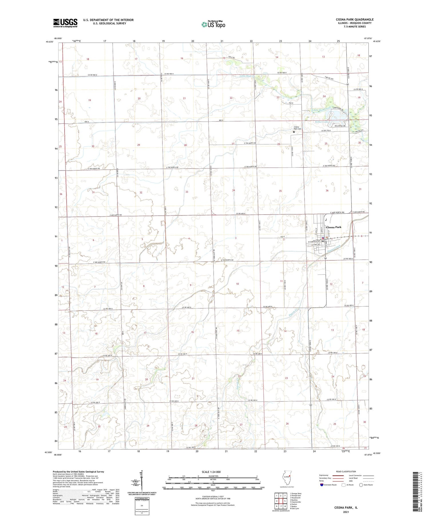 Cissna Park Illinois US Topo Map Image