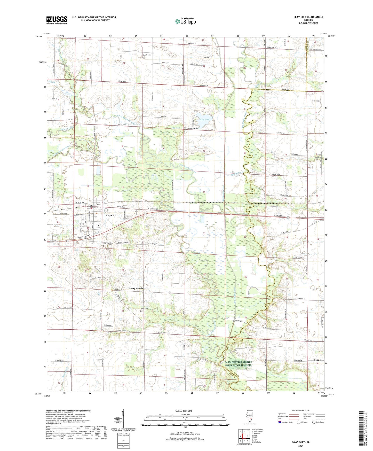 Clay City Illinois US Topo Map Image