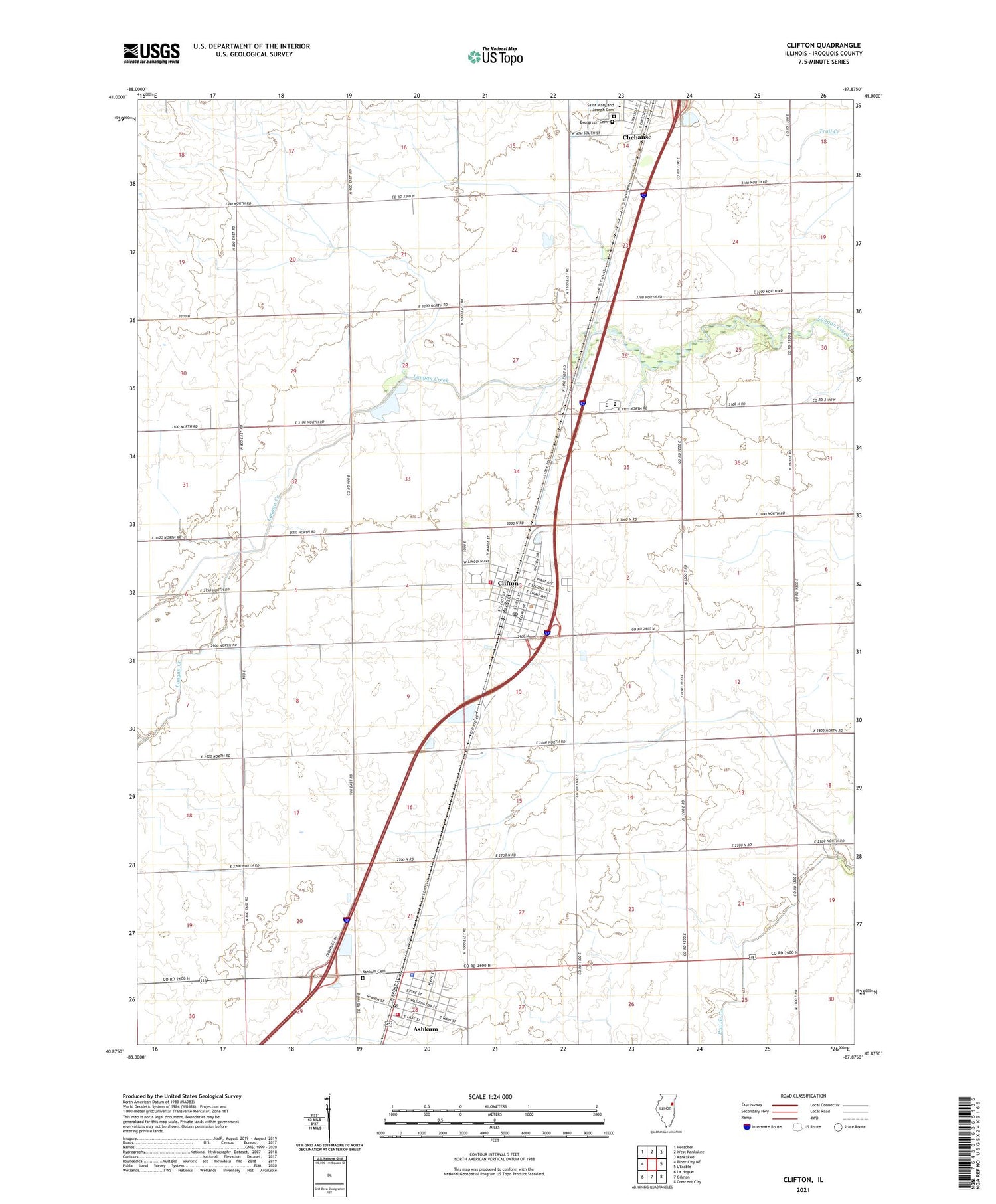 Clifton Illinois US Topo Map Image