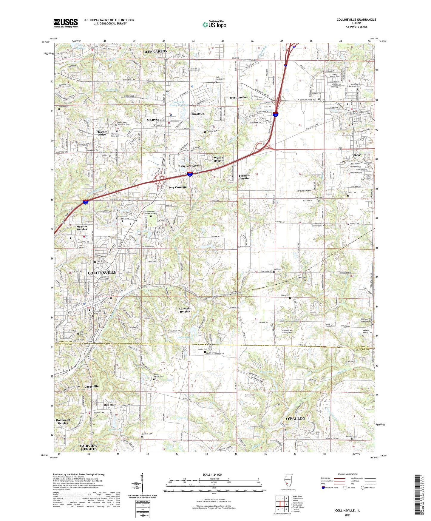 Collinsville Illinois US Topo Map Image