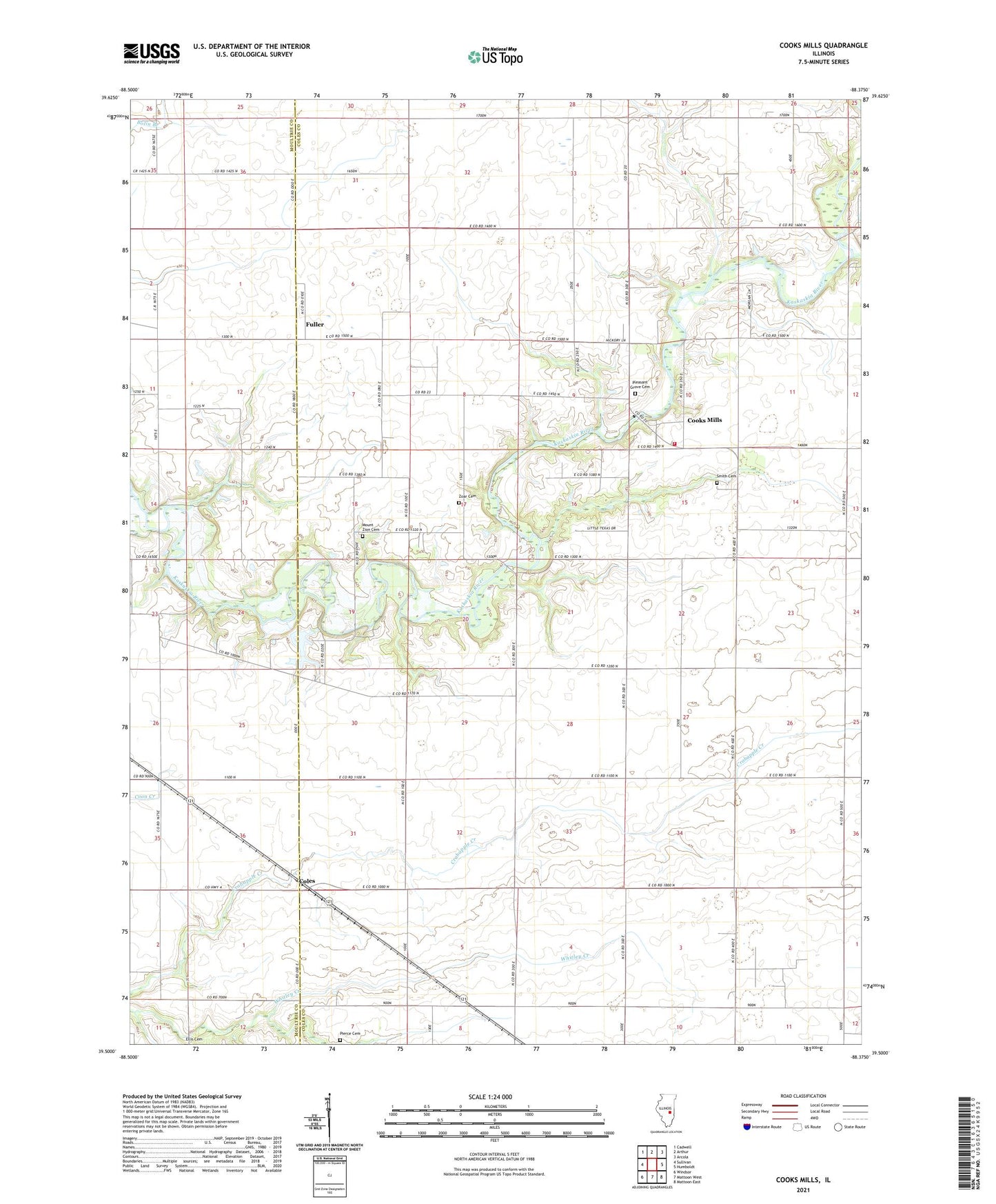 Cooks Mills Illinois US Topo Map Image