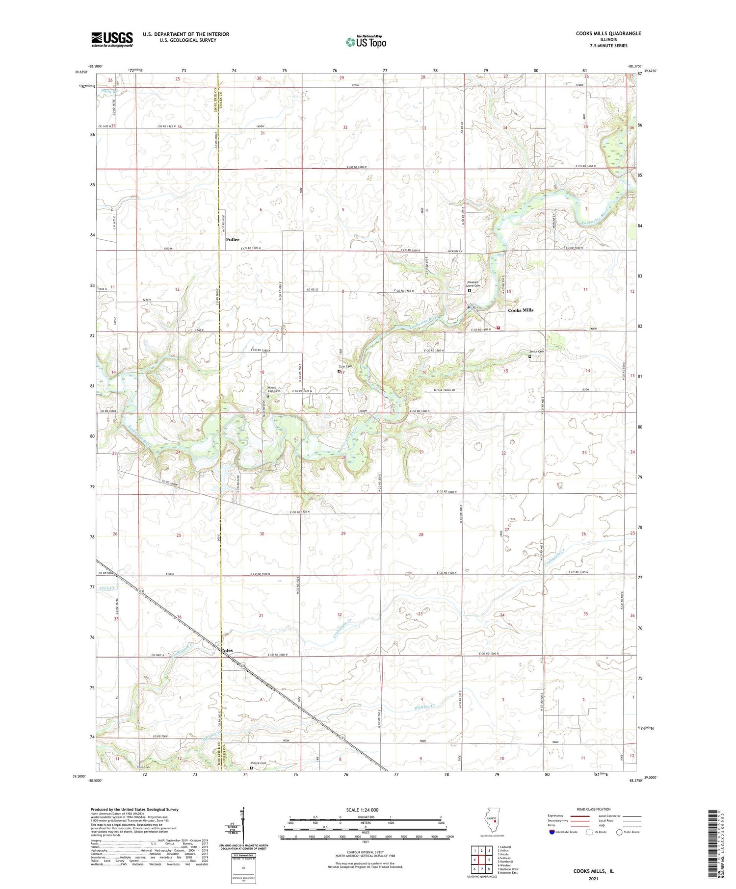 Cooks Mills Illinois US Topo Map Image