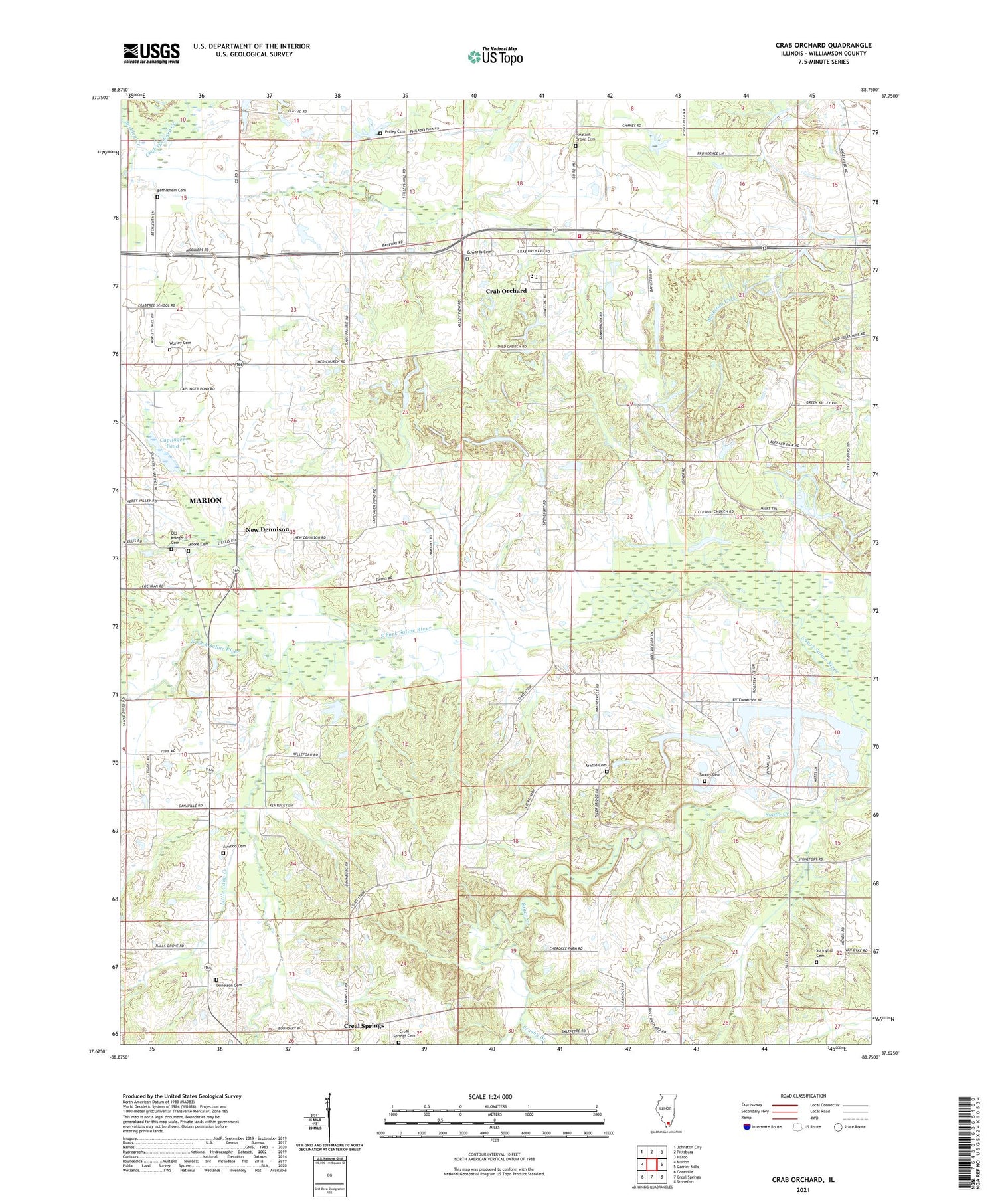 Crab Orchard Illinois US Topo Map Image