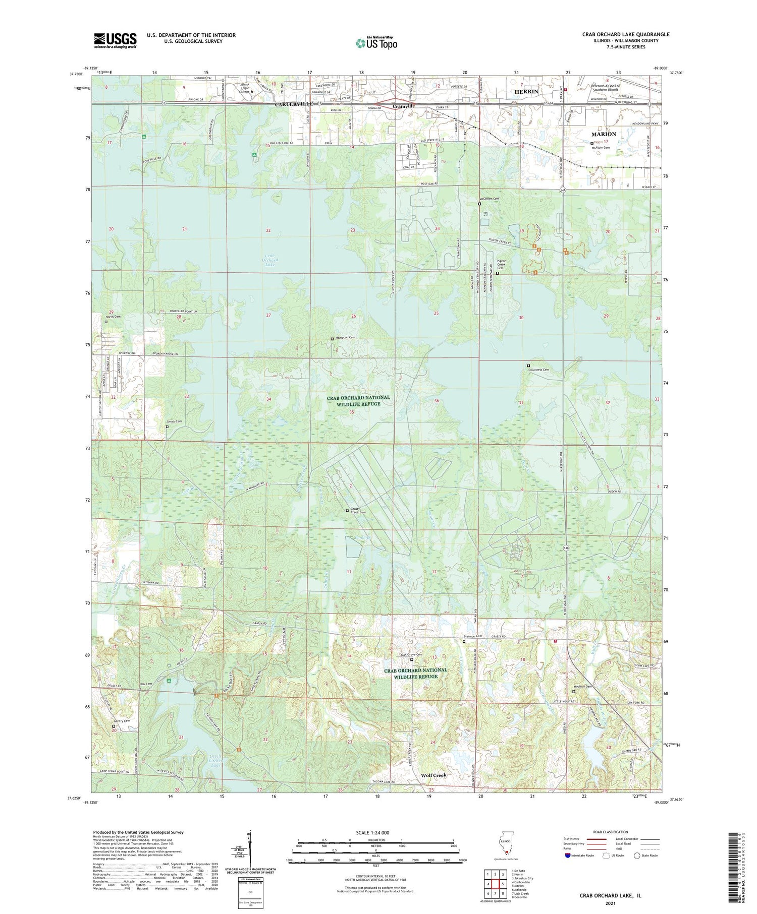 Crab Orchard Lake Illinois US Topo Map Image