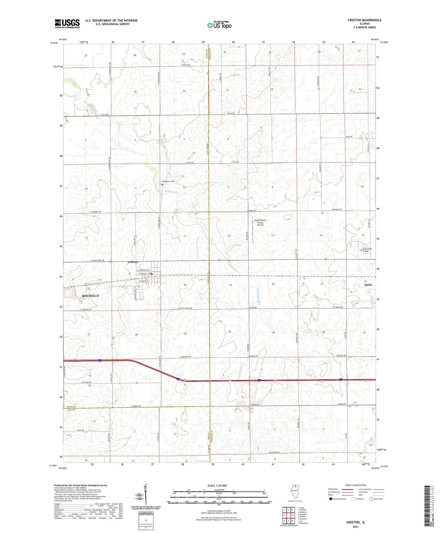 Creston Illinois US Topo Map Image