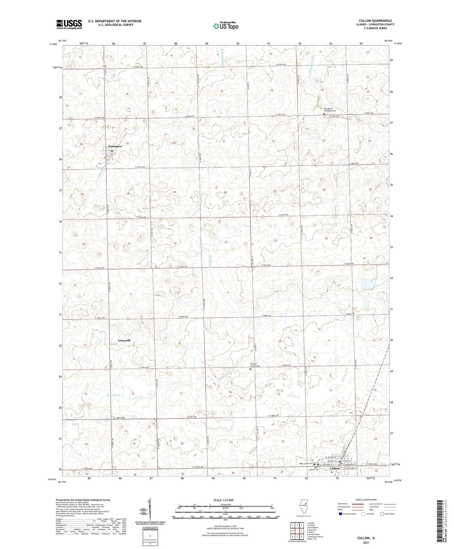 Cullom Illinois US Topo Map Image