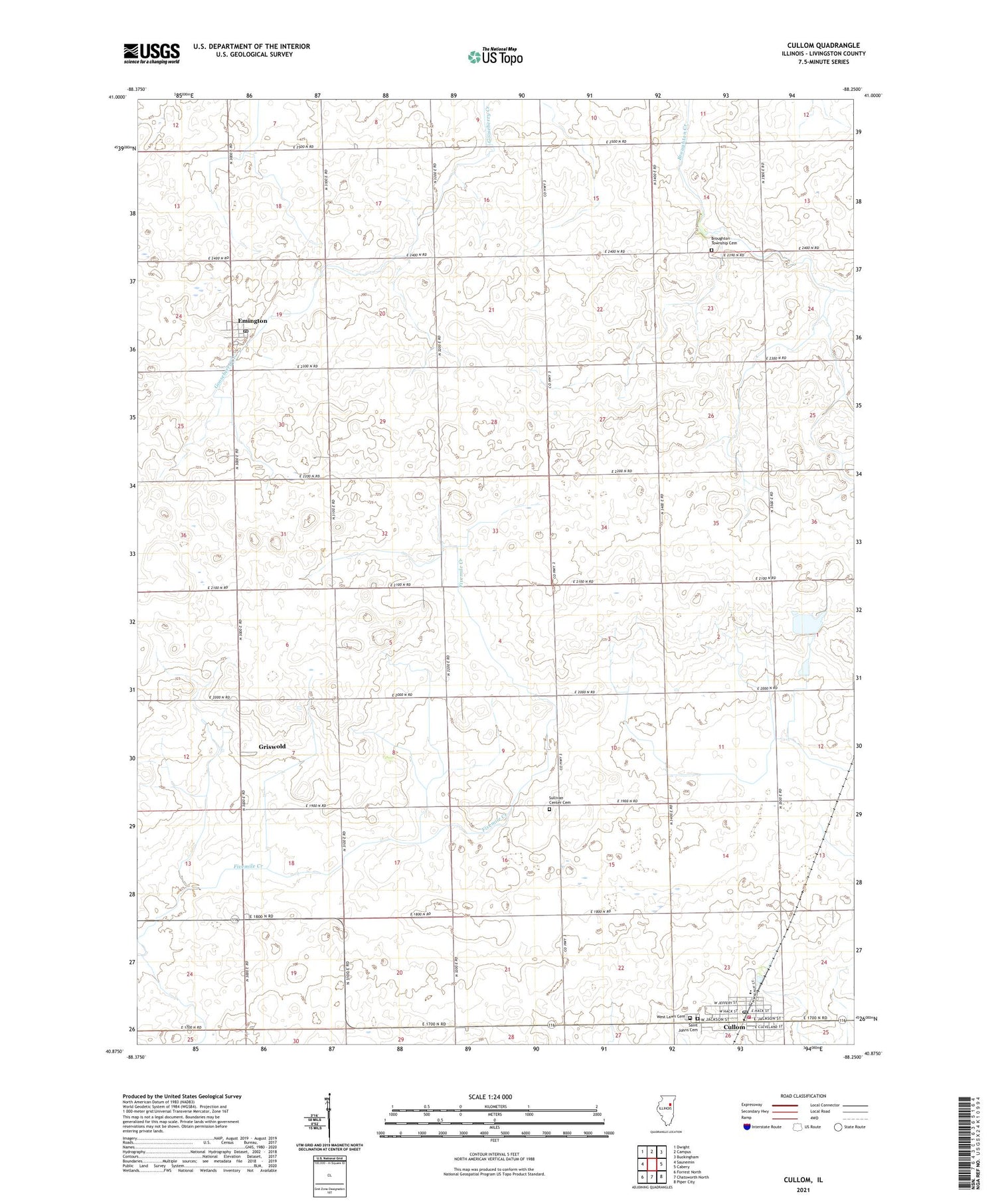 Cullom Illinois US Topo Map Image