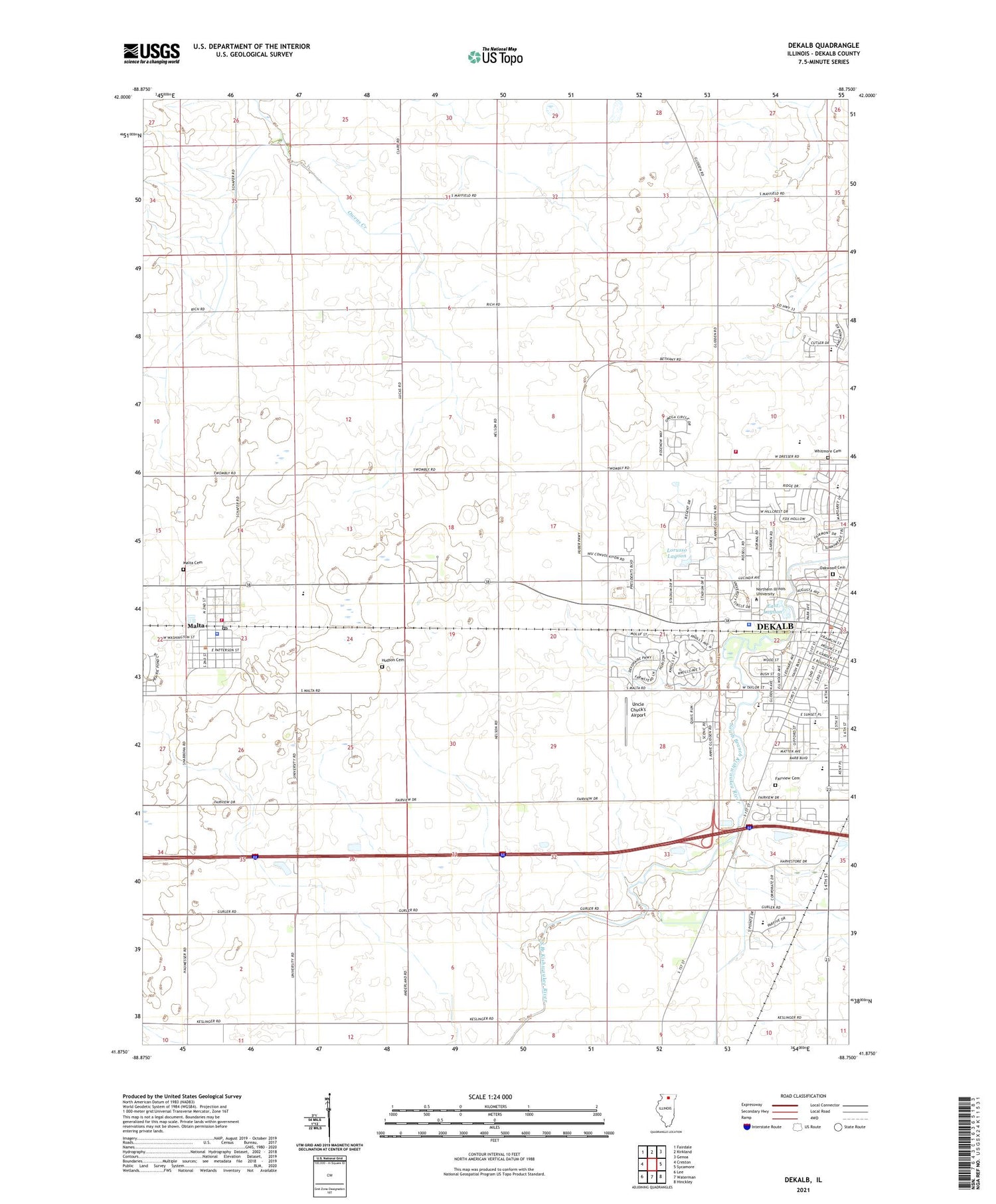 DeKalb Illinois US Topo Map Image