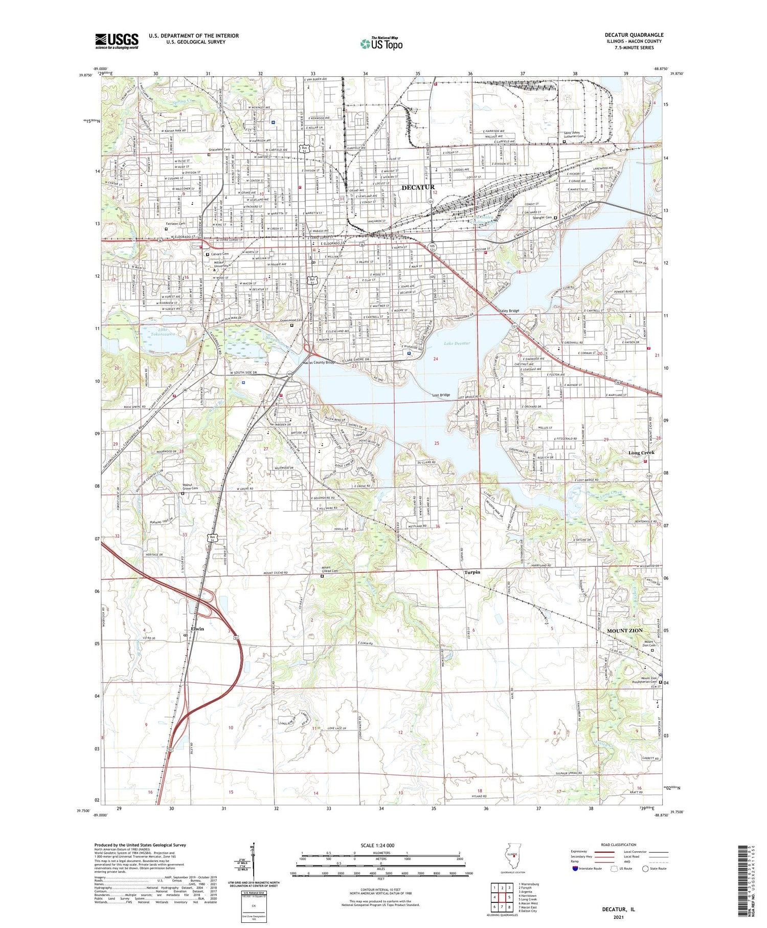 Decatur Illinois US Topo Map Image