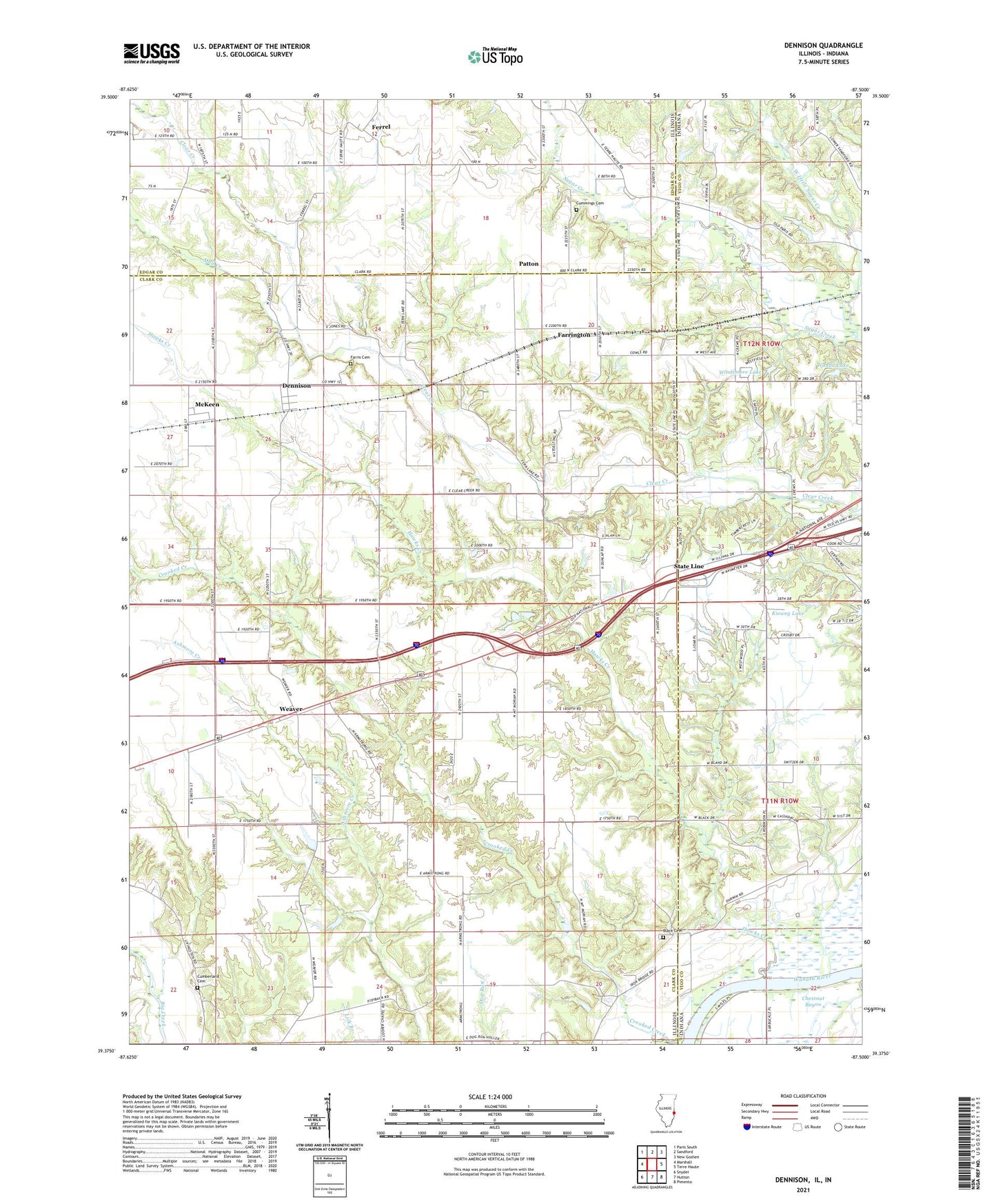 Dennison Illinois US Topo Map Image