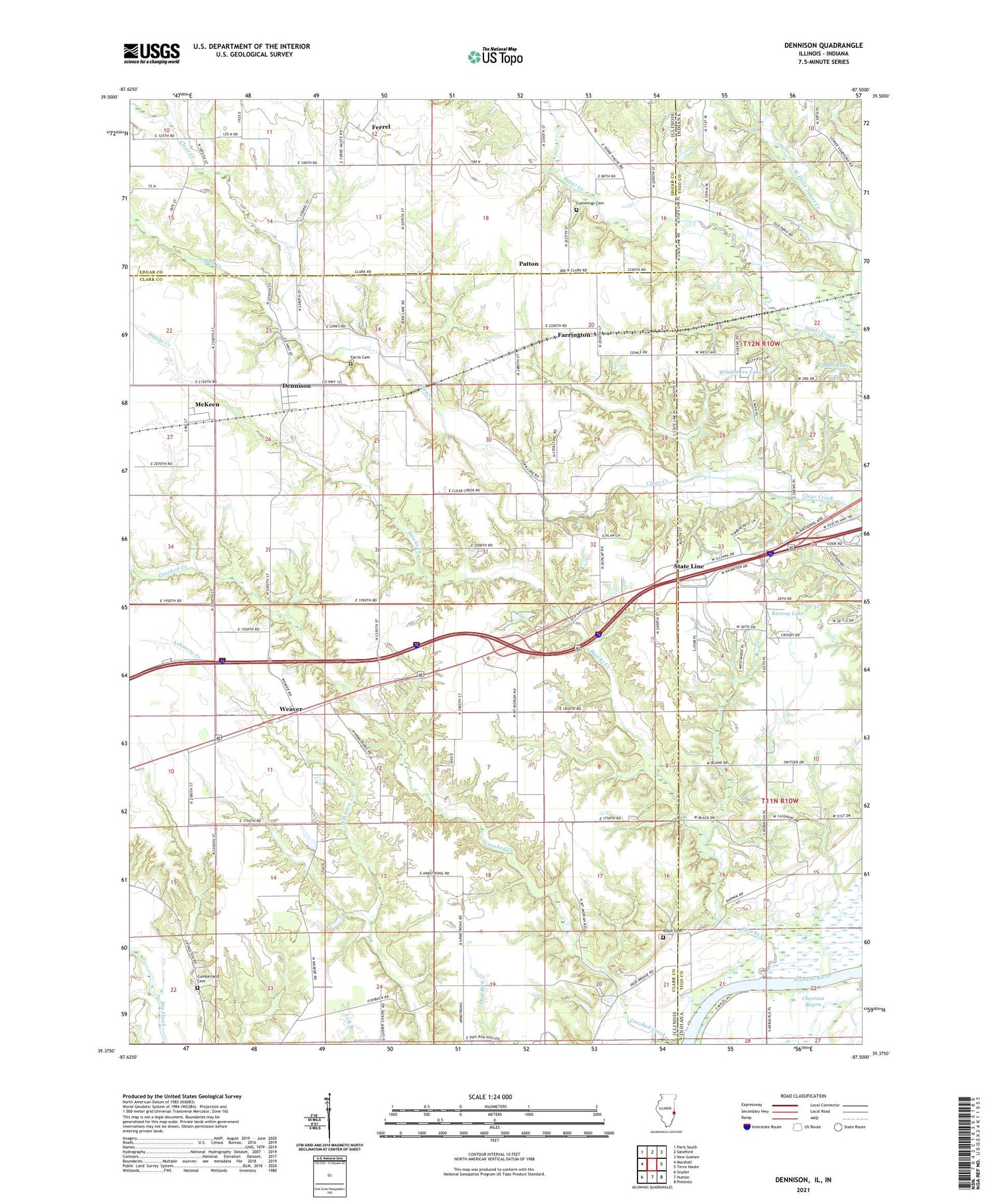 Dennison Illinois US Topo Map Image