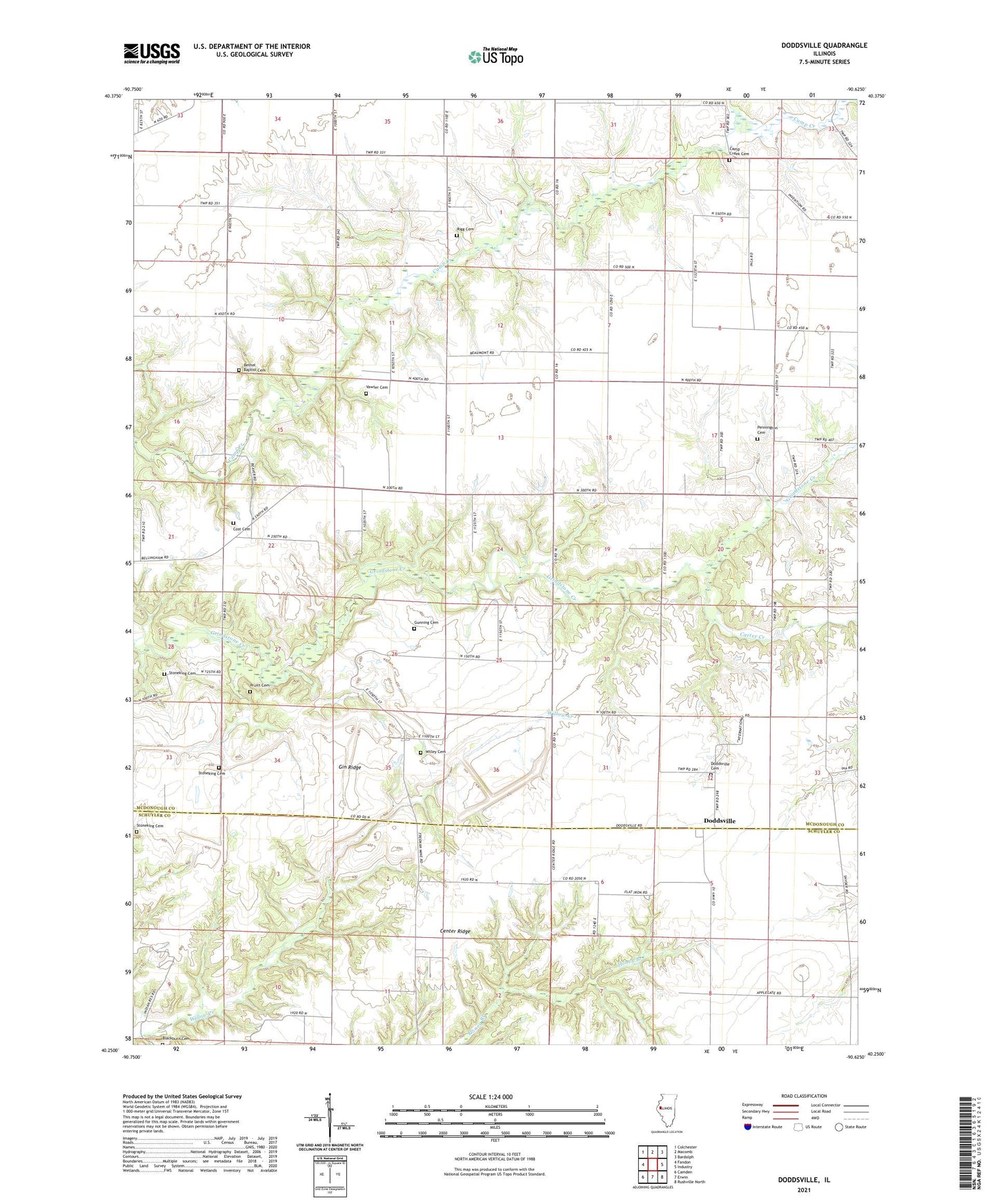 Doddsville Illinois US Topo Map Image