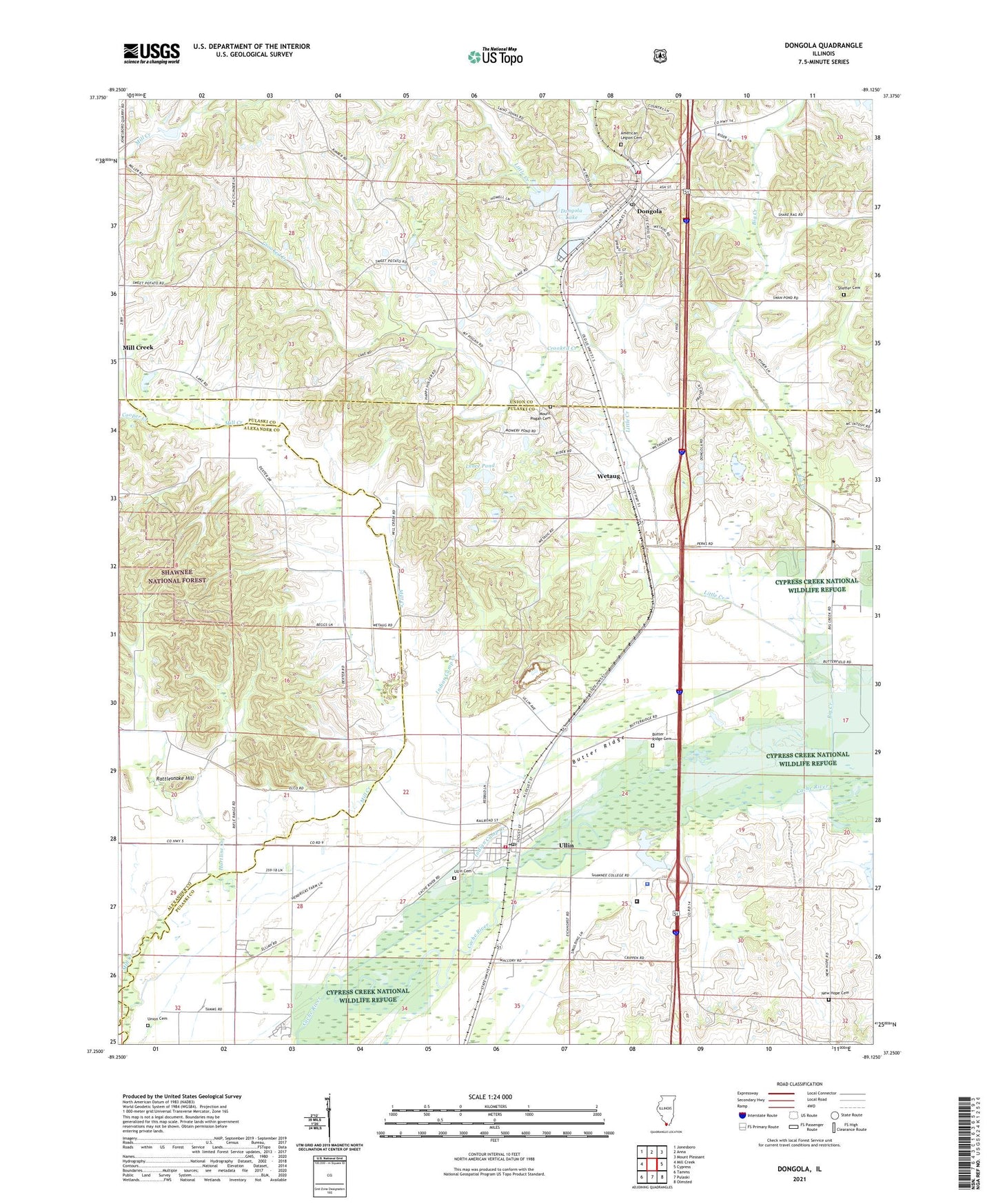 Dongola Illinois US Topo Map Image