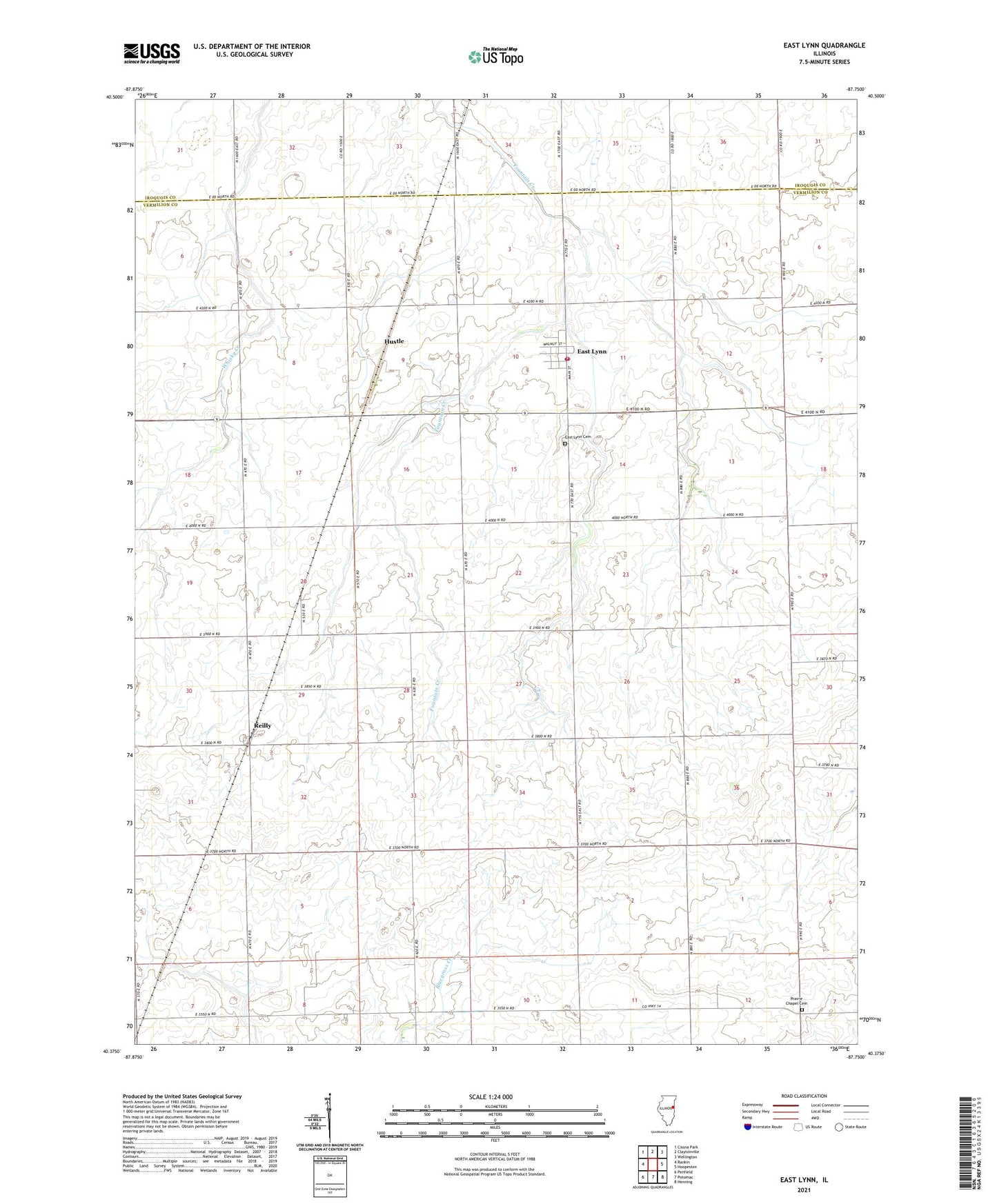 East Lynn Illinois US Topo Map Image