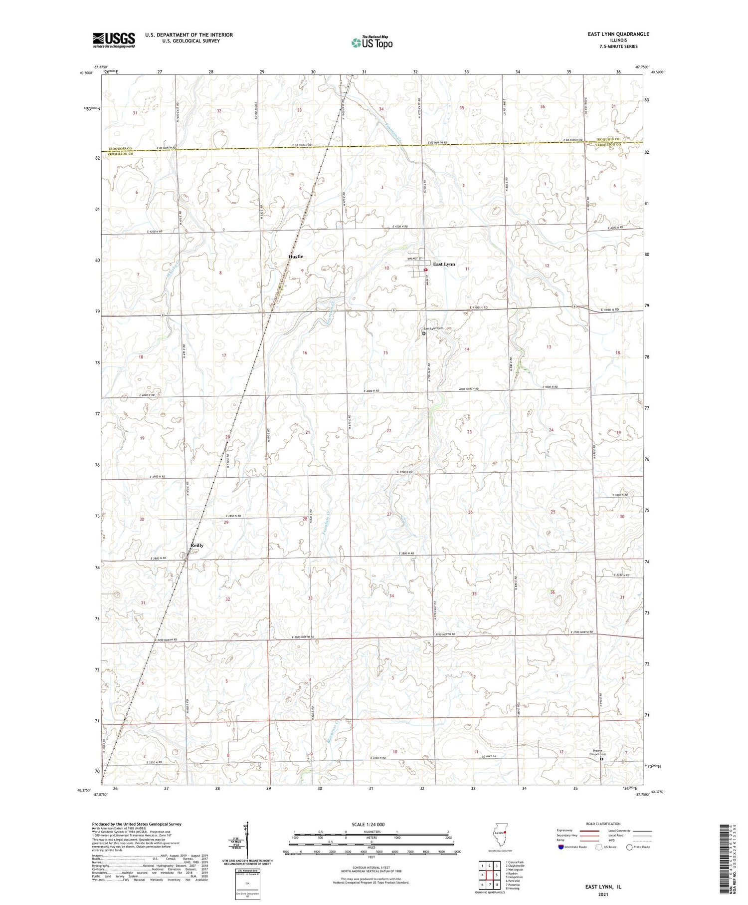 East Lynn Illinois US Topo Map Image