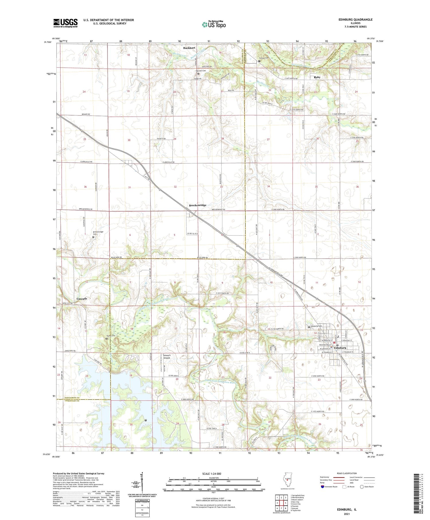 Edinburg Illinois US Topo Map Image