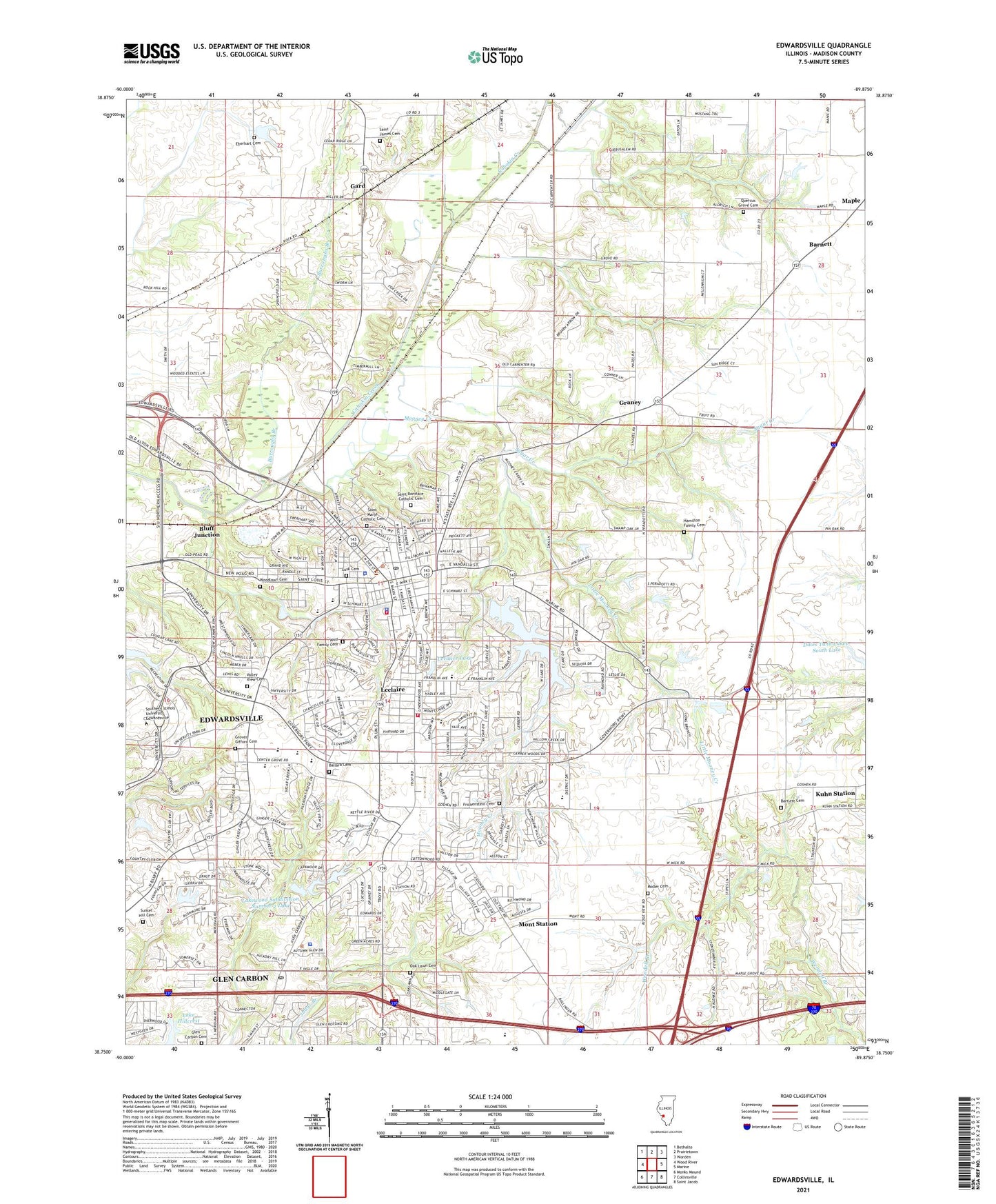 Edwardsville Illinois US Topo Map Image