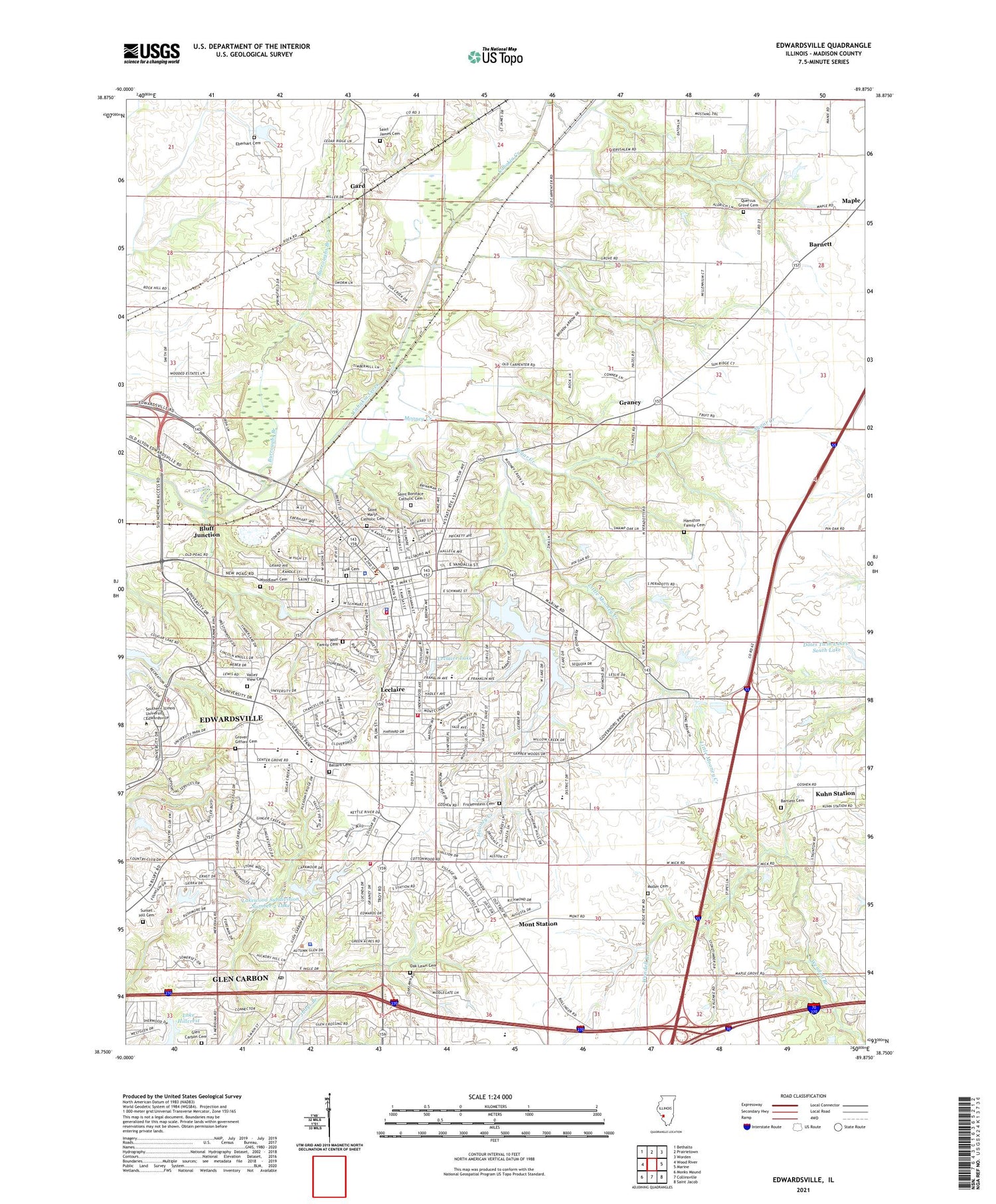 Edwardsville Illinois US Topo Map Image