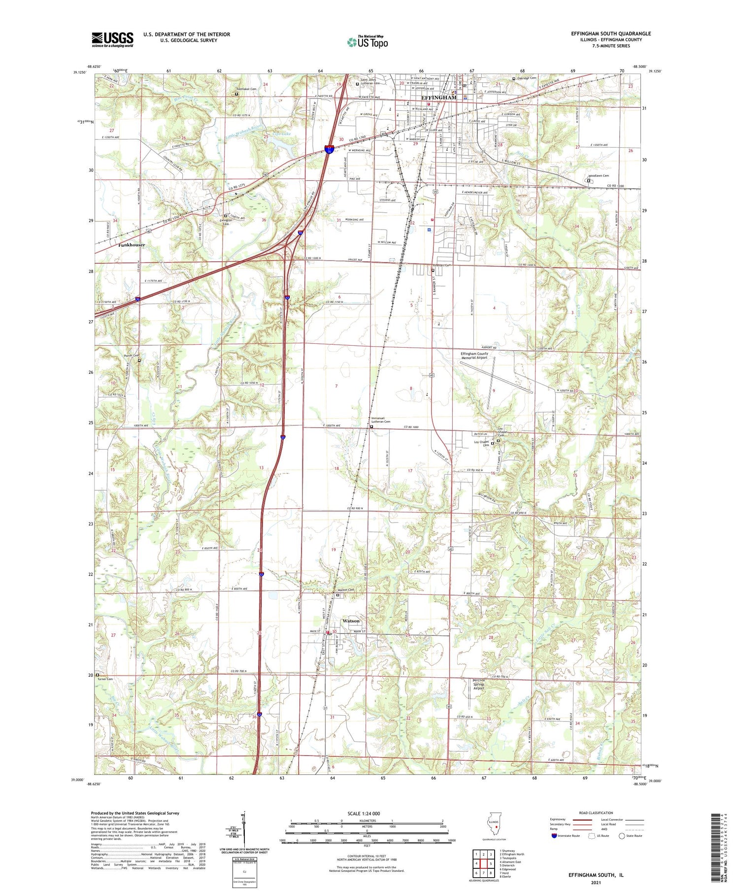 Effingham South Illinois US Topo Map Image