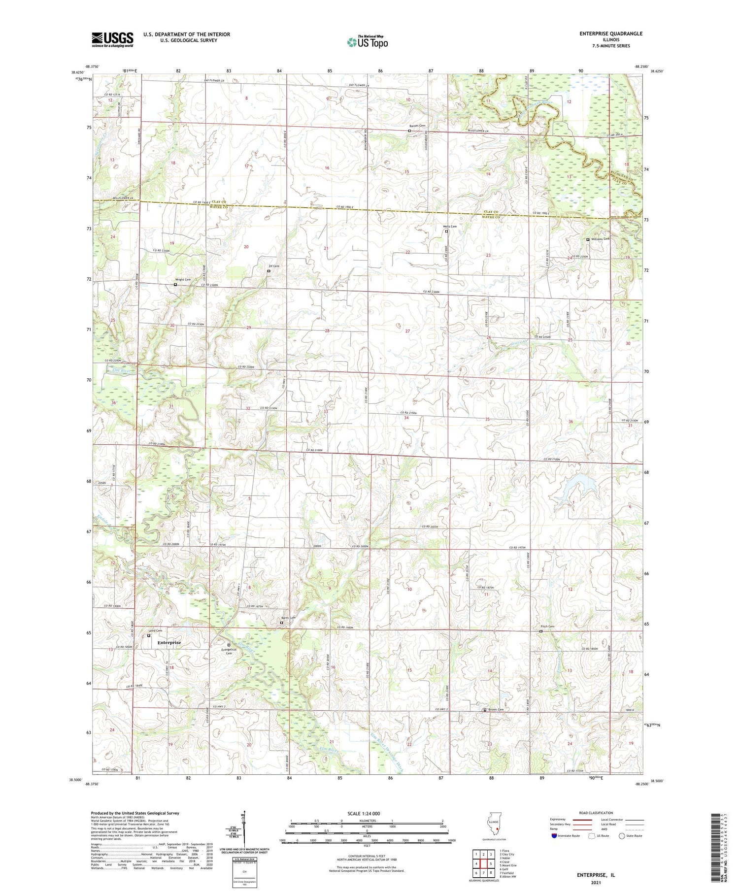 Enterprise Illinois US Topo Map Image