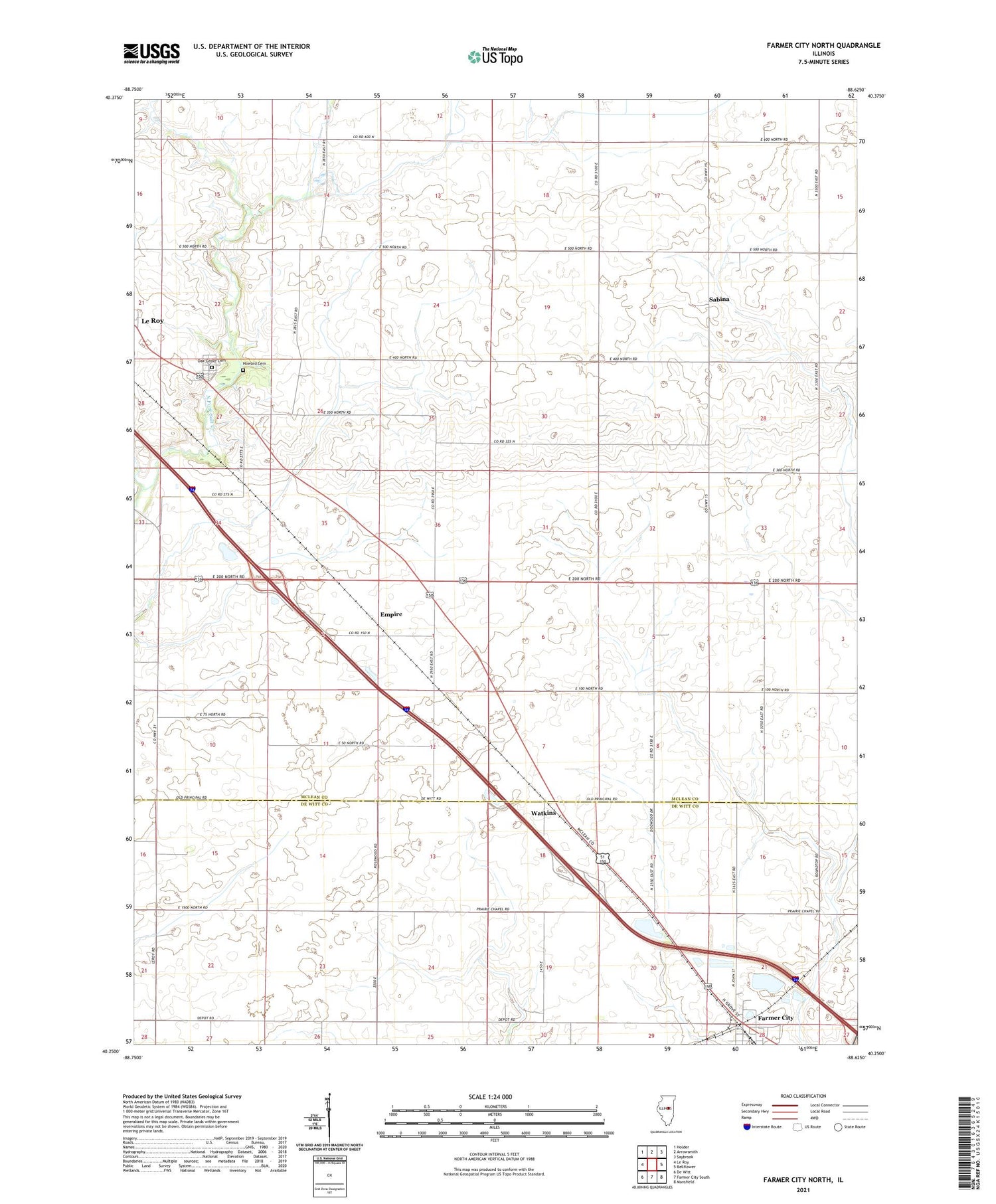Farmer City North Illinois US Topo Map Image