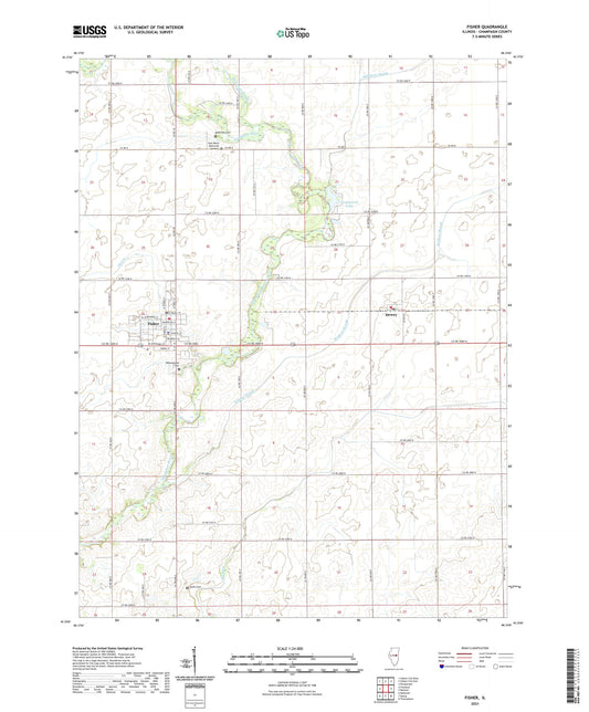 Fisher Illinois US Topo Map Image