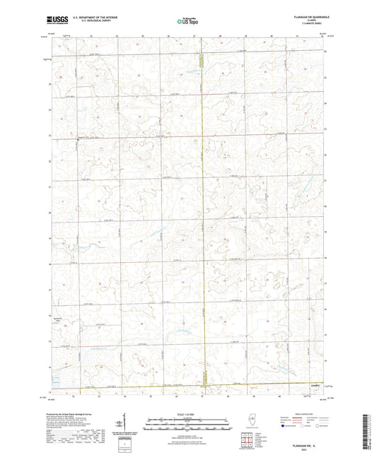 Flanagan SW Illinois US Topo Map Image