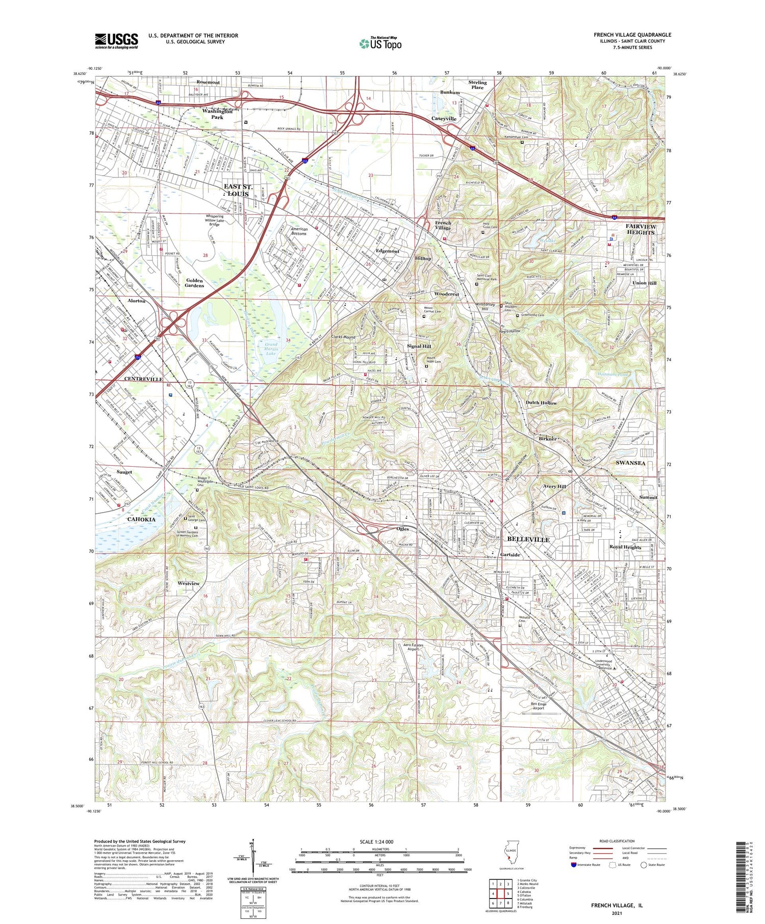 French Village Illinois US Topo Map Image
