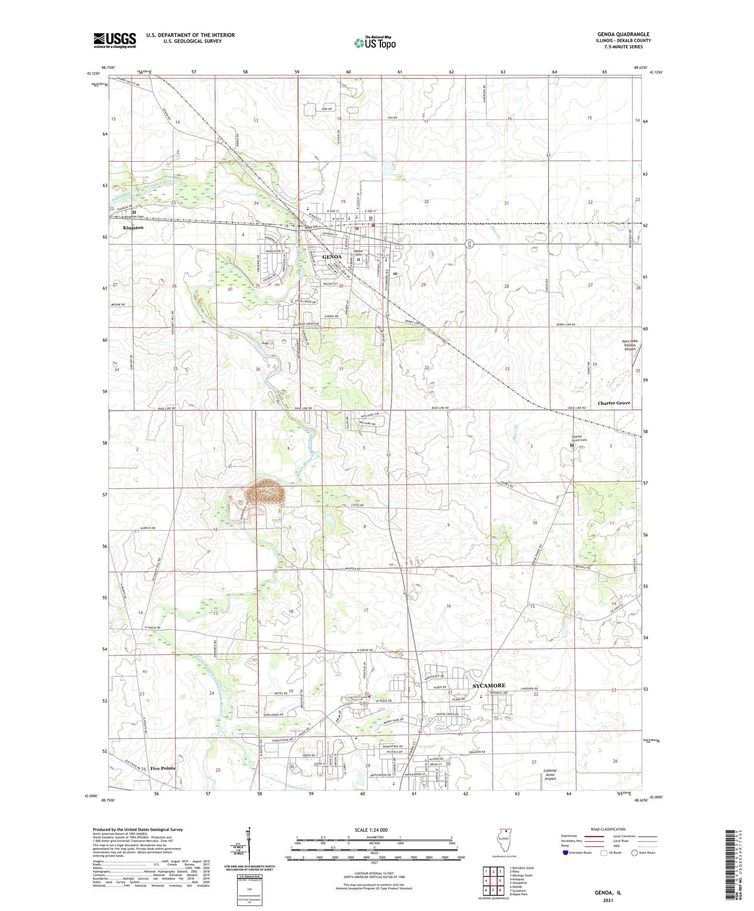 Genoa Illinois US Topo Map Image