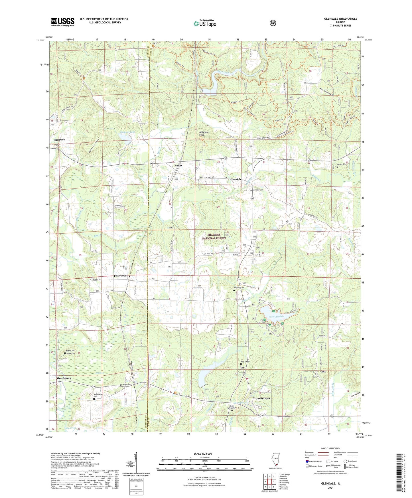 Glendale Illinois US Topo Map Image