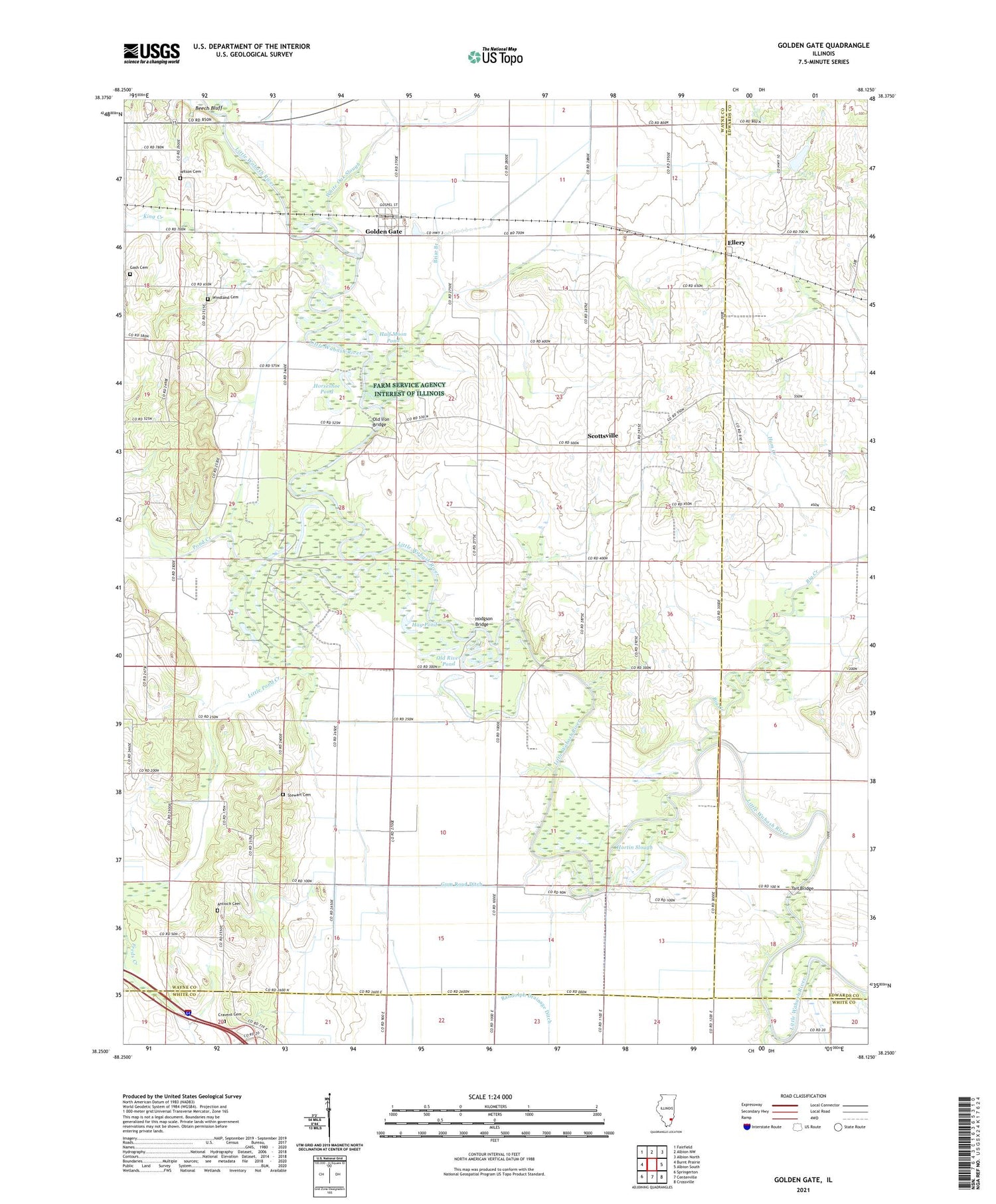 Golden Gate Illinois US Topo Map Image