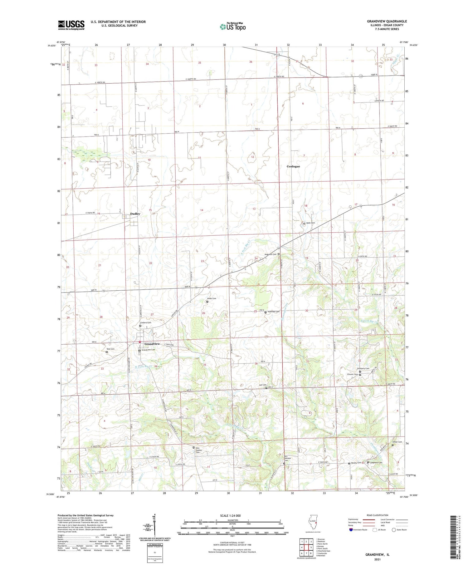 Grandview Illinois US Topo Map Image