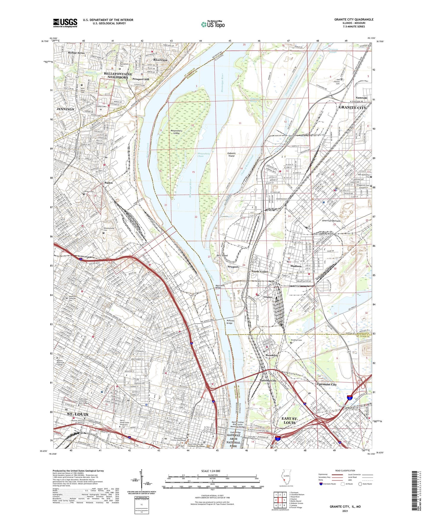 Granite City Illinois US Topo Map Image