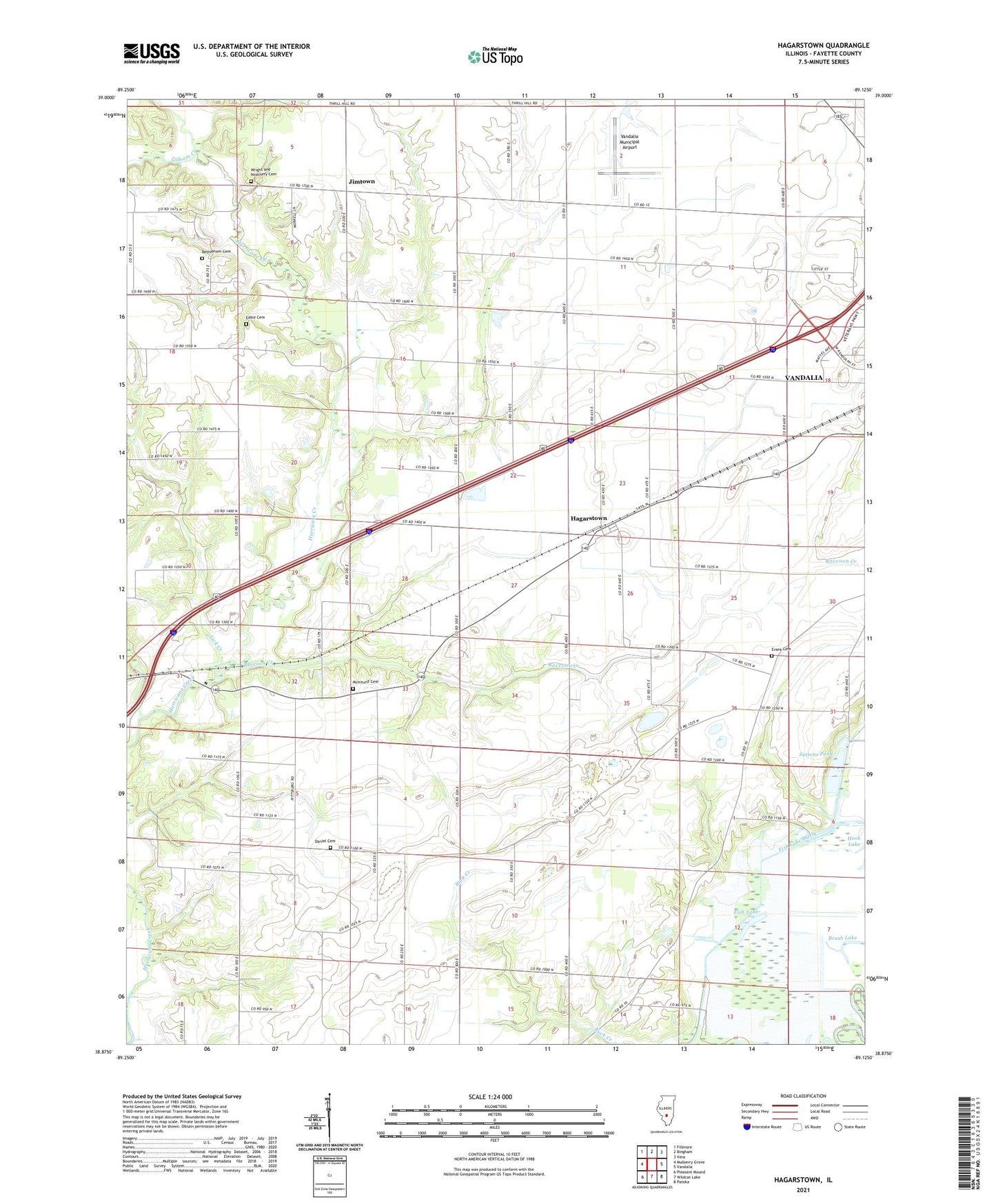 Hagarstown Illinois US Topo Map Image