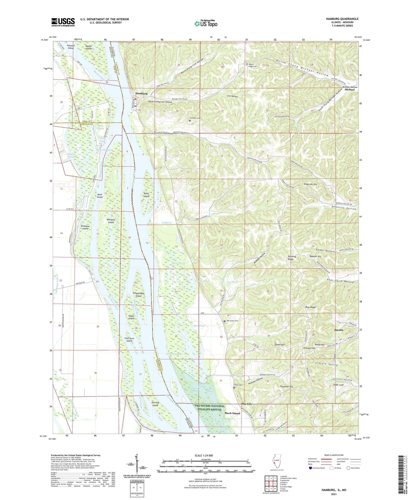 Hamburg Illinois US Topo Map Image