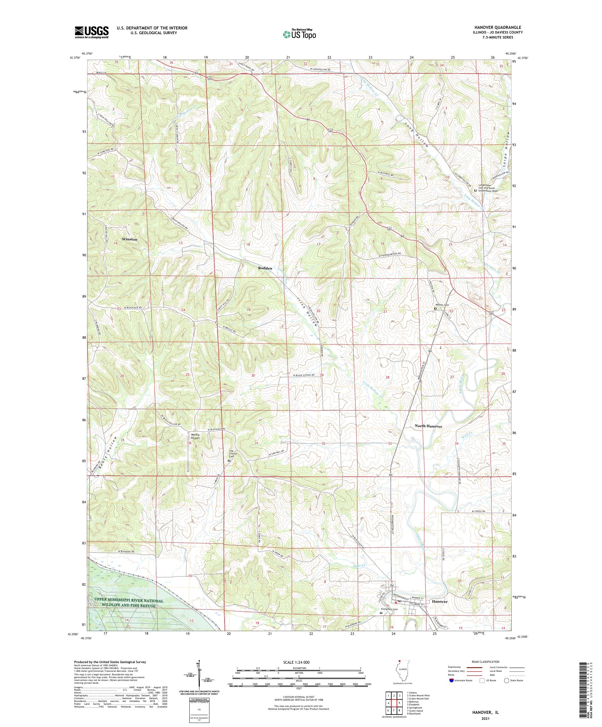 Hanover Illinois US Topo Map – MyTopo Map Store