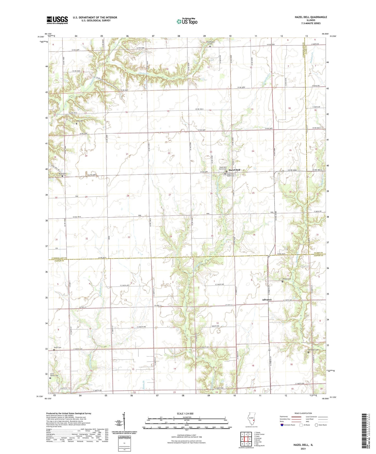 Hazel Dell Illinois US Topo Map Image