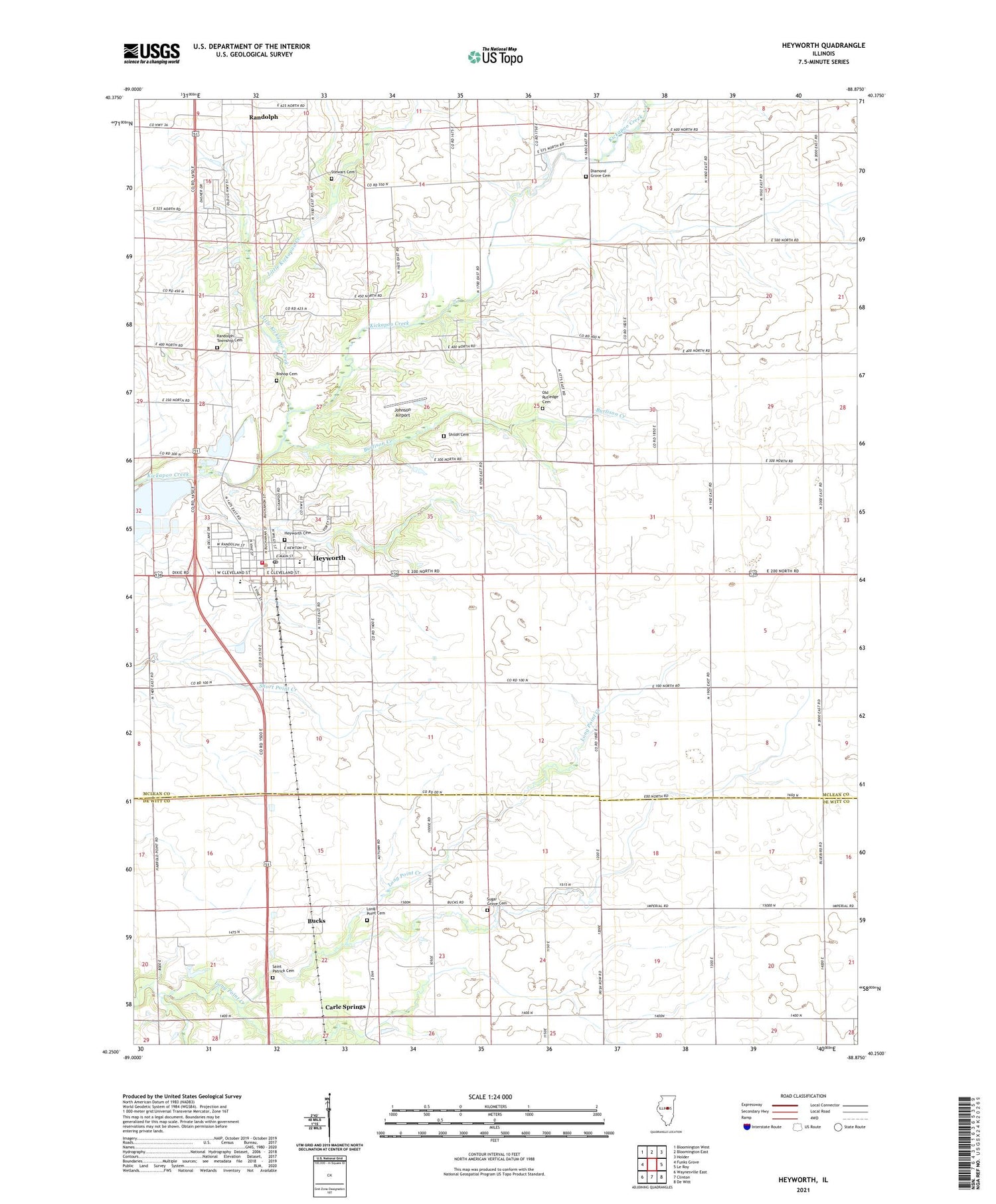 Heyworth Illinois US Topo Map Image