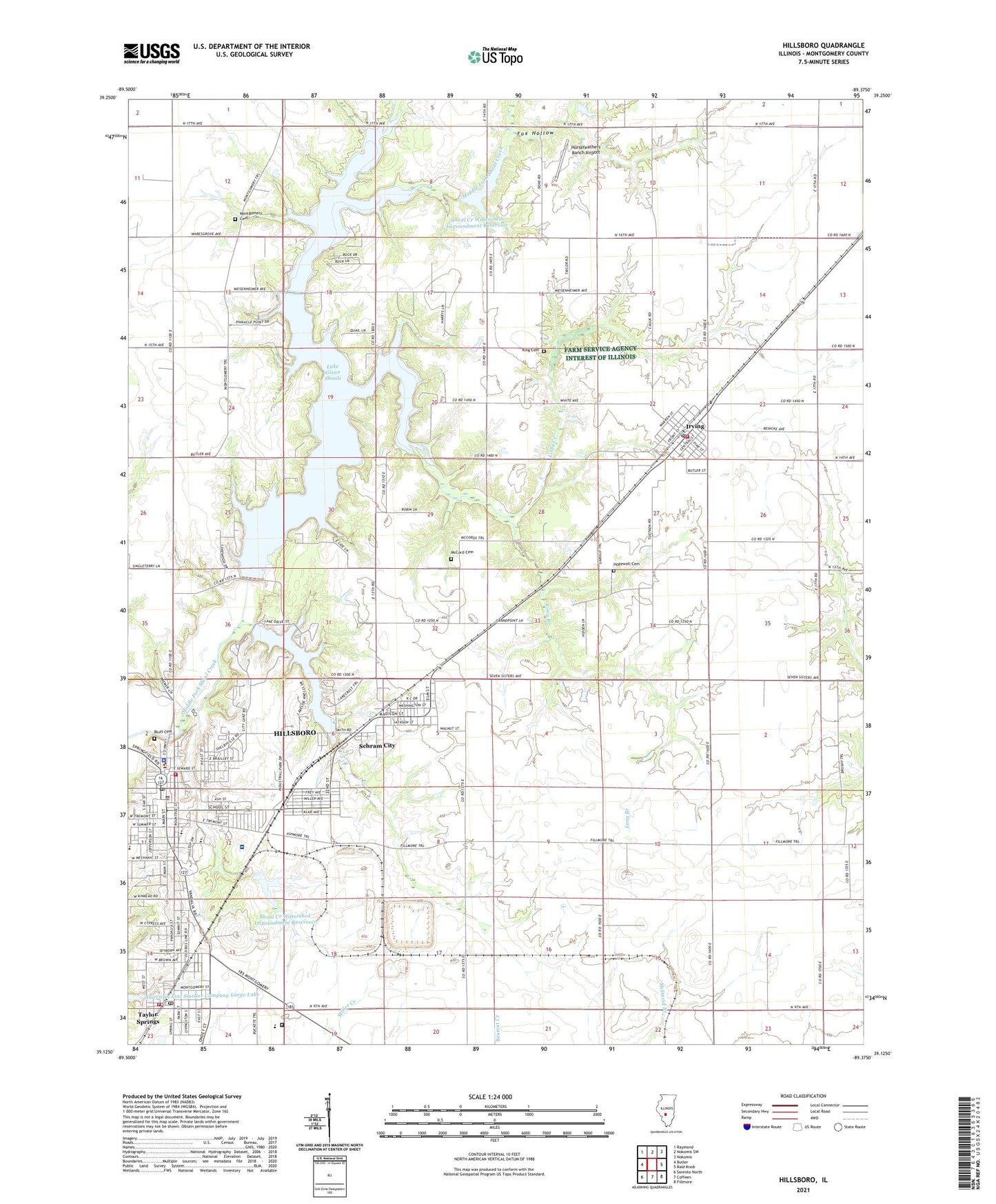 Hillsboro Illinois US Topo Map Image
