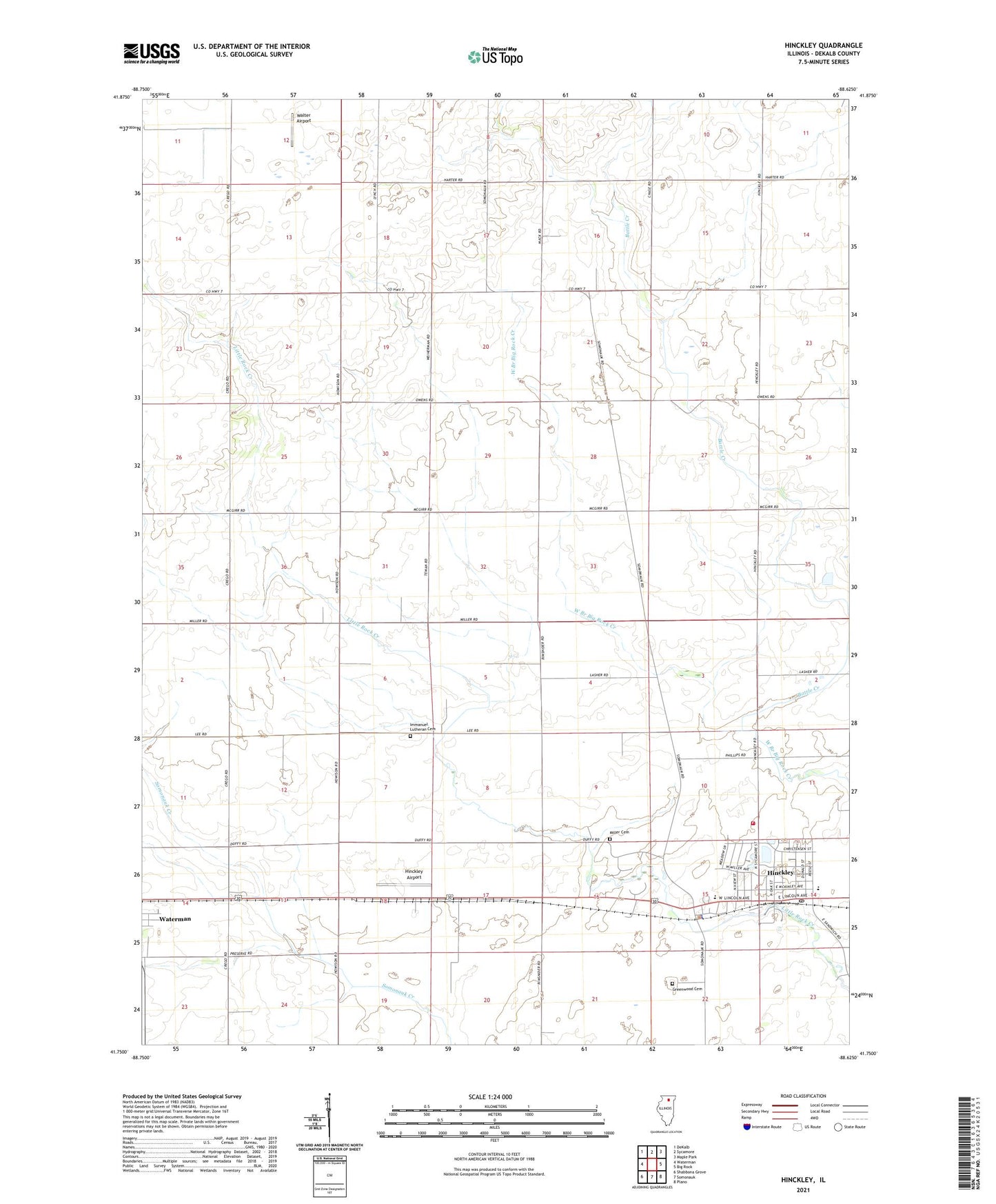 Hinckley Illinois US Topo Map Image